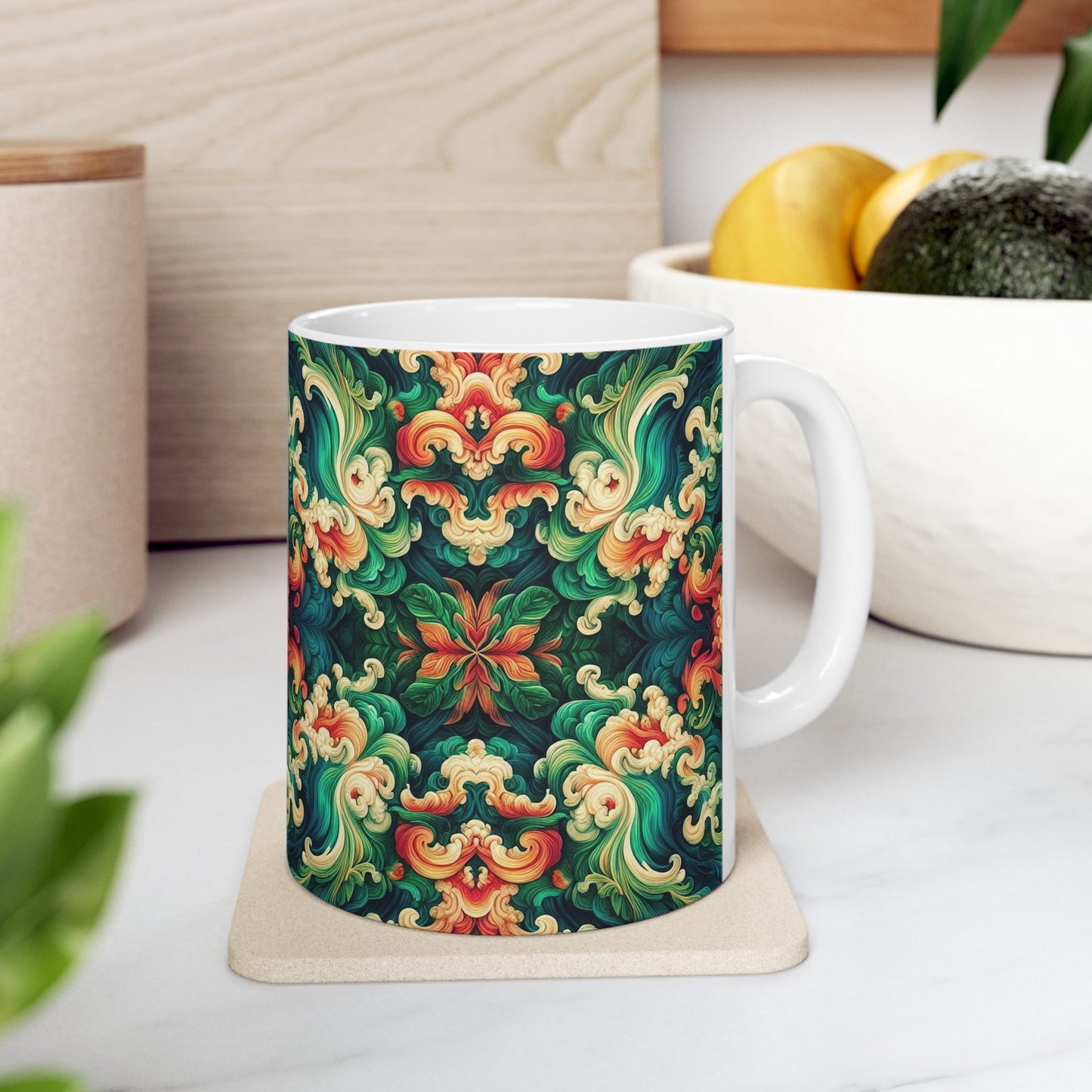 Taza de cerámica con diseño floral Aloha (11 oz y 15 oz)