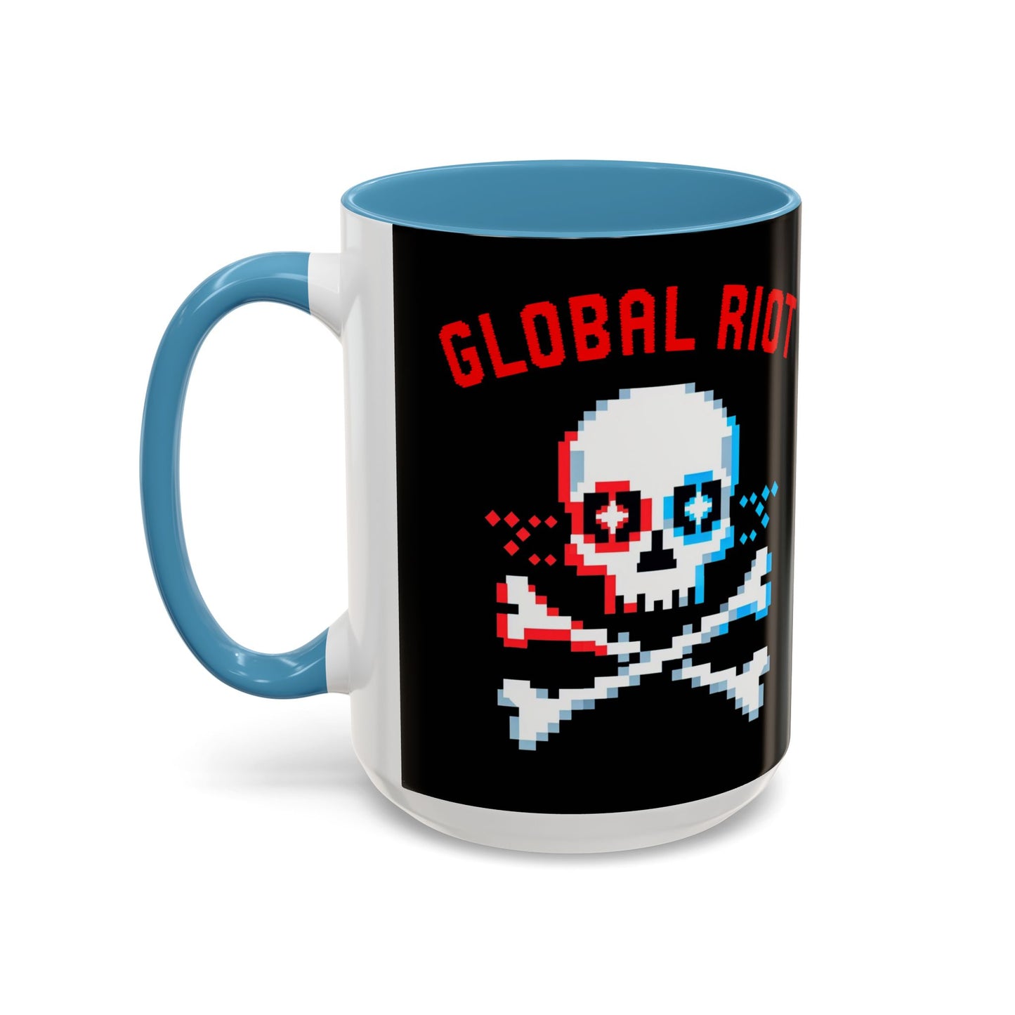 Taza de café con calavera pixelada de Global Riot (325 ml y 433 ml)