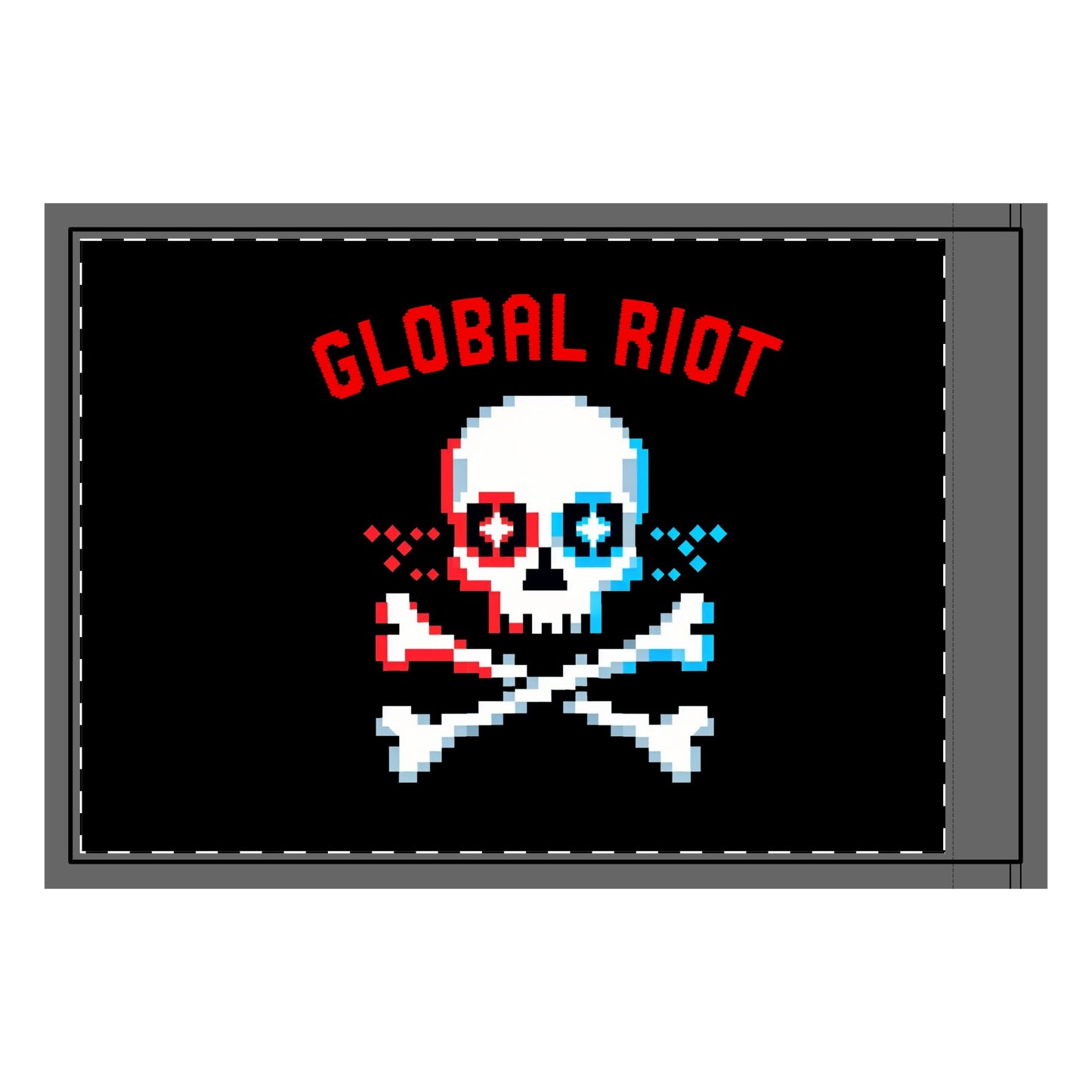Bandera de doble cara de Jolly Roger con calavera pixelada de Absurditees