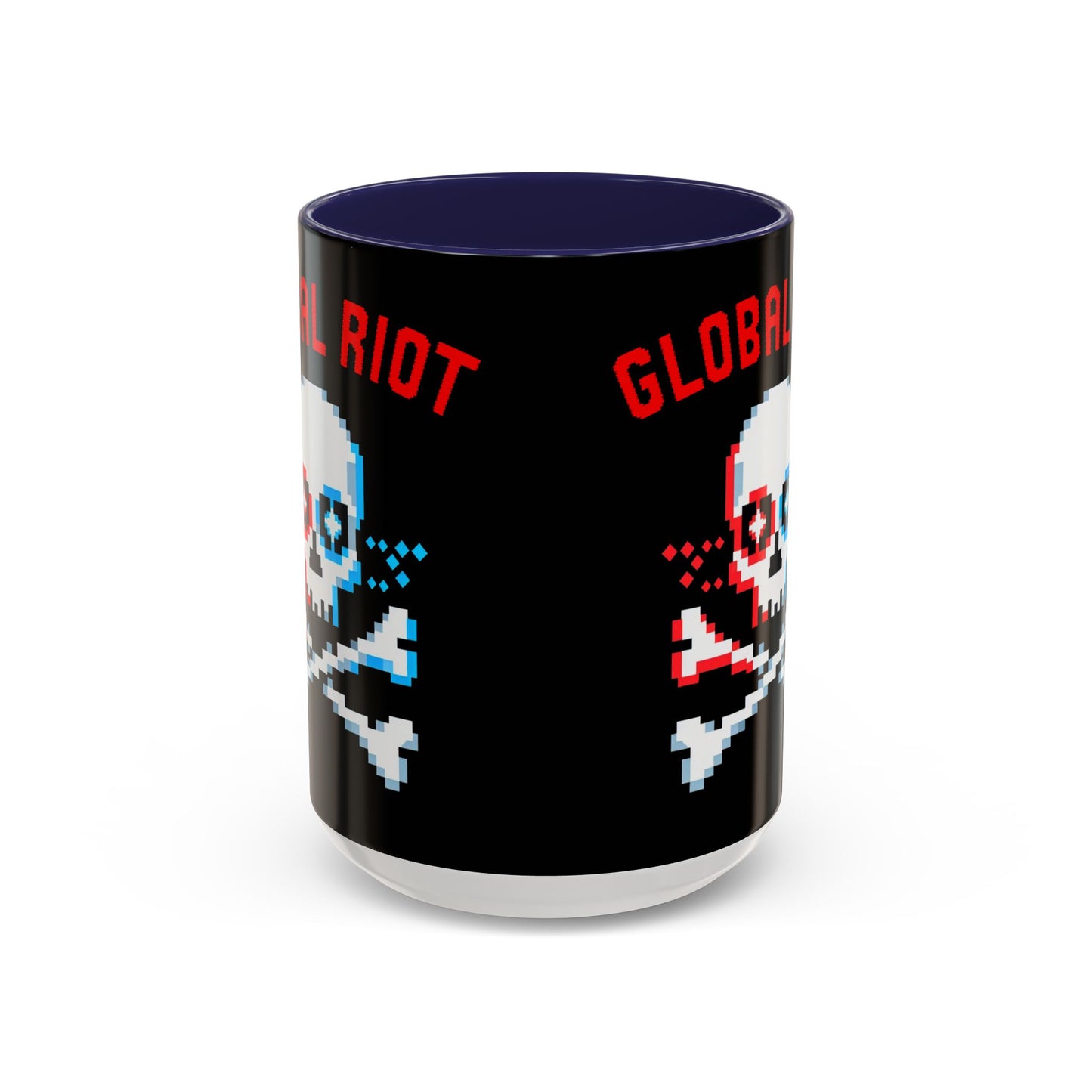 Taza de café con calavera pixelada de Global Riot (325 ml y 433 ml)