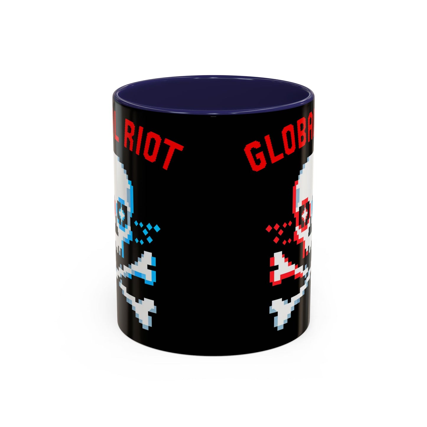 Taza de café con calavera pixelada de Global Riot (325 ml y 433 ml)