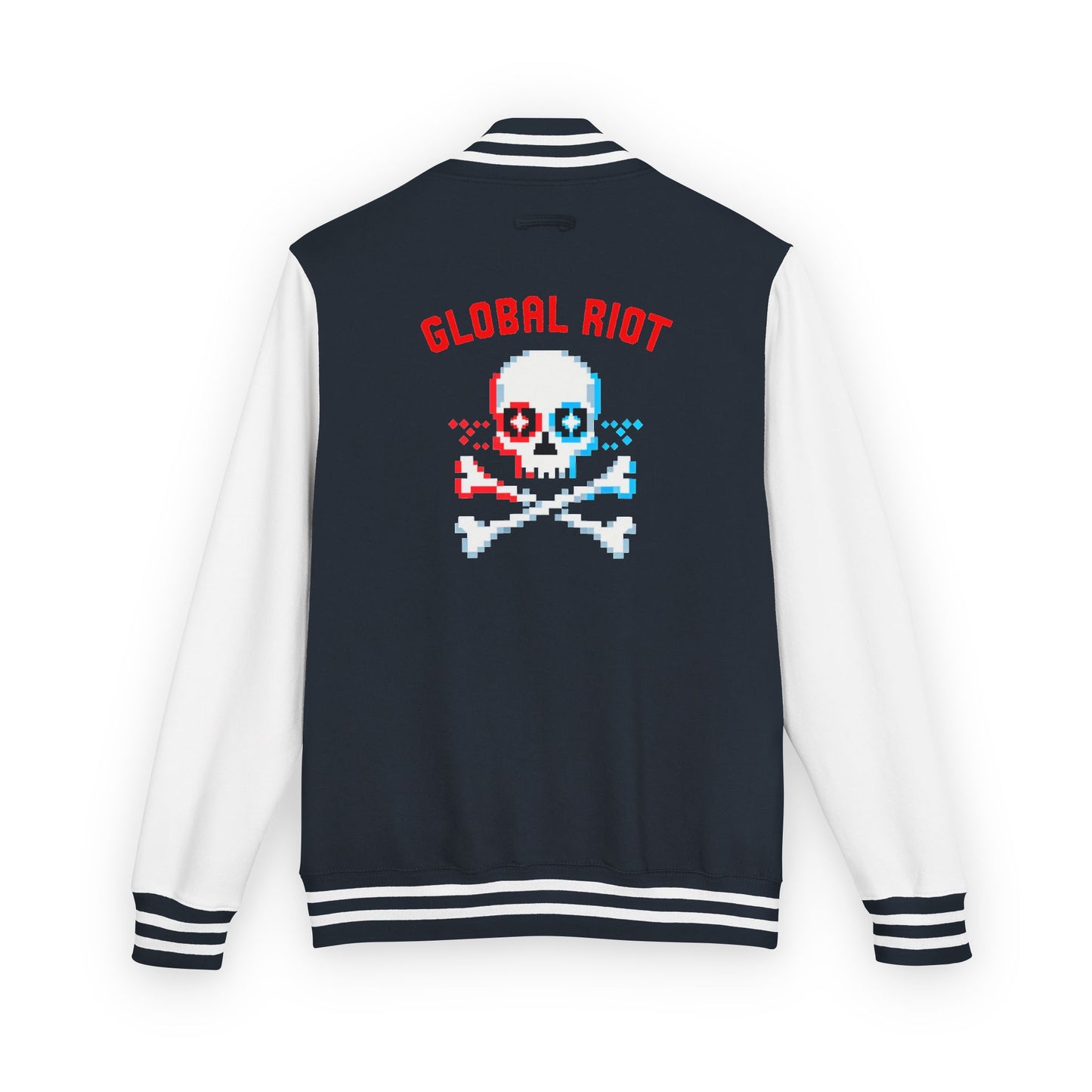 Chaqueta unisex de peso pesado con diseño de calavera pixelada de Global Riot