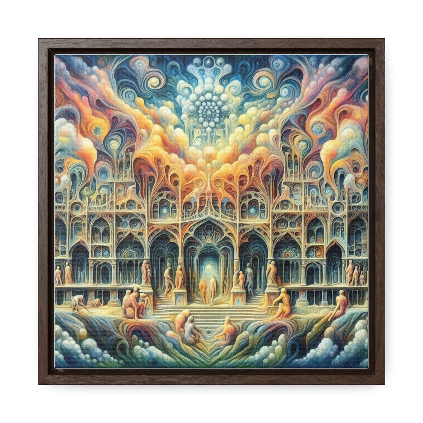 La caída de Babilonia, lienzos de galería, marco cuadrado