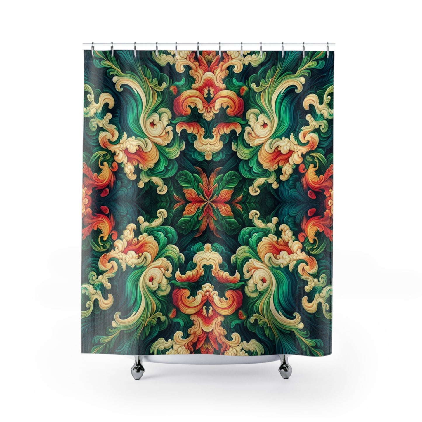 Elegante cortina de ducha floral - Decoración de baño bohemia