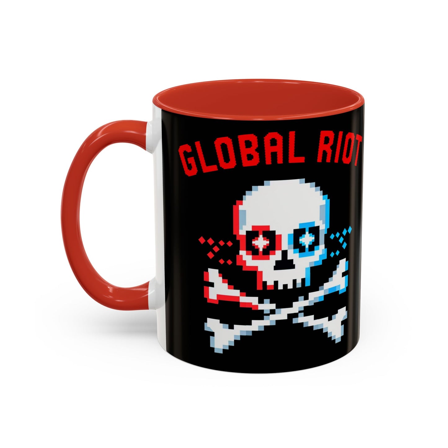 Taza de café con calavera pixelada de Global Riot (325 ml y 433 ml)