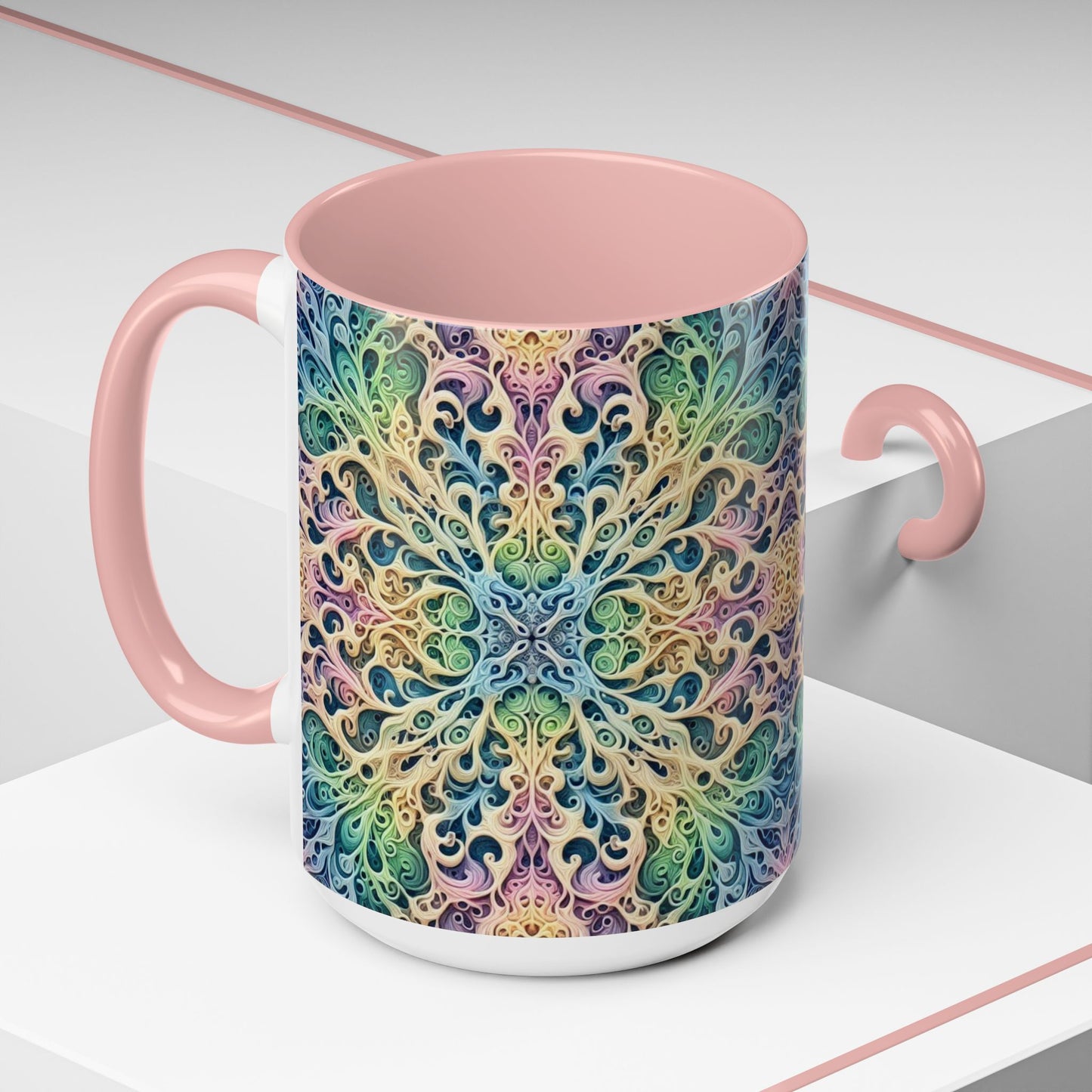 Taza de café con detalles de mandala colorido - 325 ml y 430 ml
