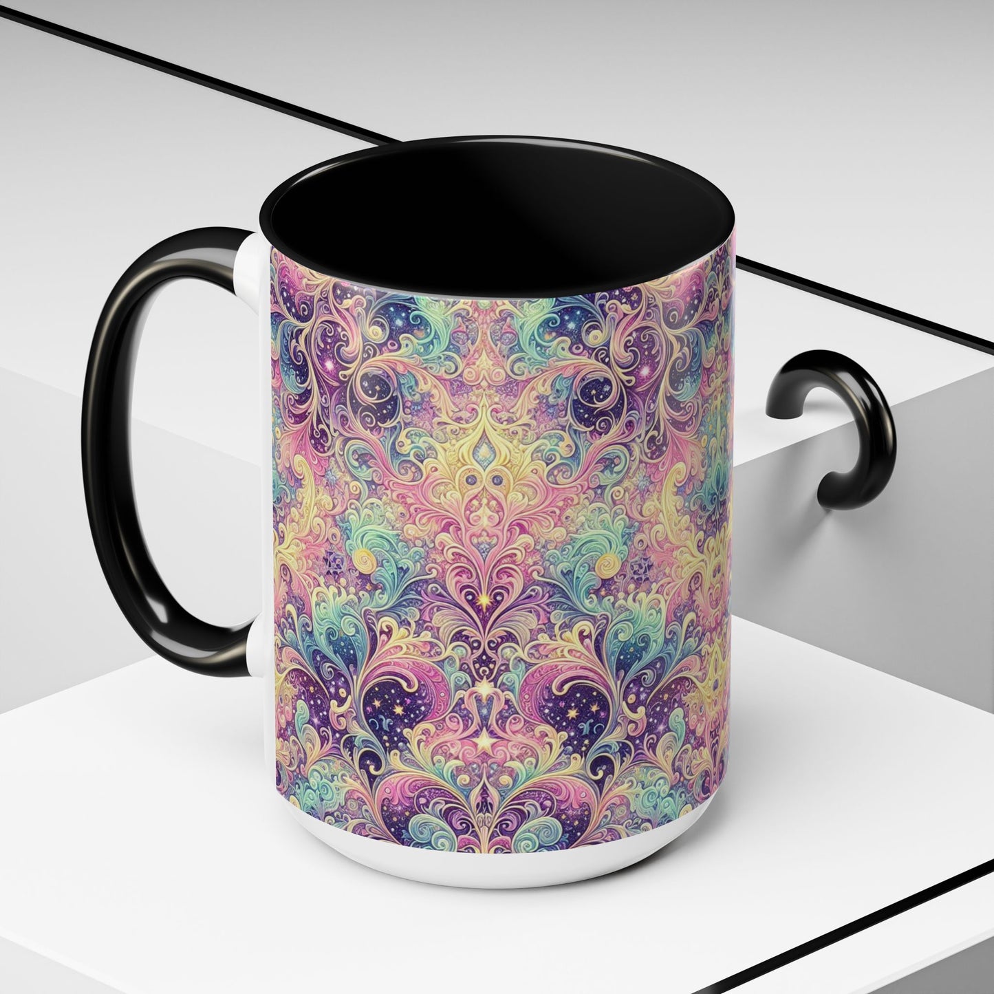 Taza de café con psicodelia pastel (325 y 430 ml)