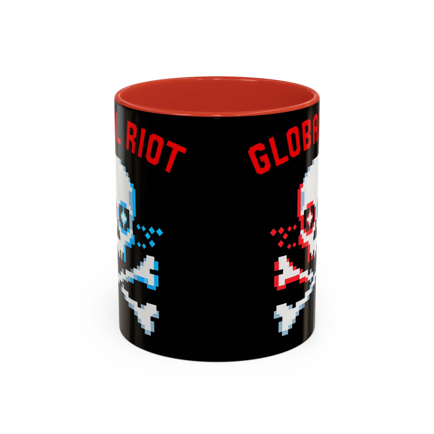 Taza de café con calavera pixelada de Global Riot (325 ml y 433 ml)