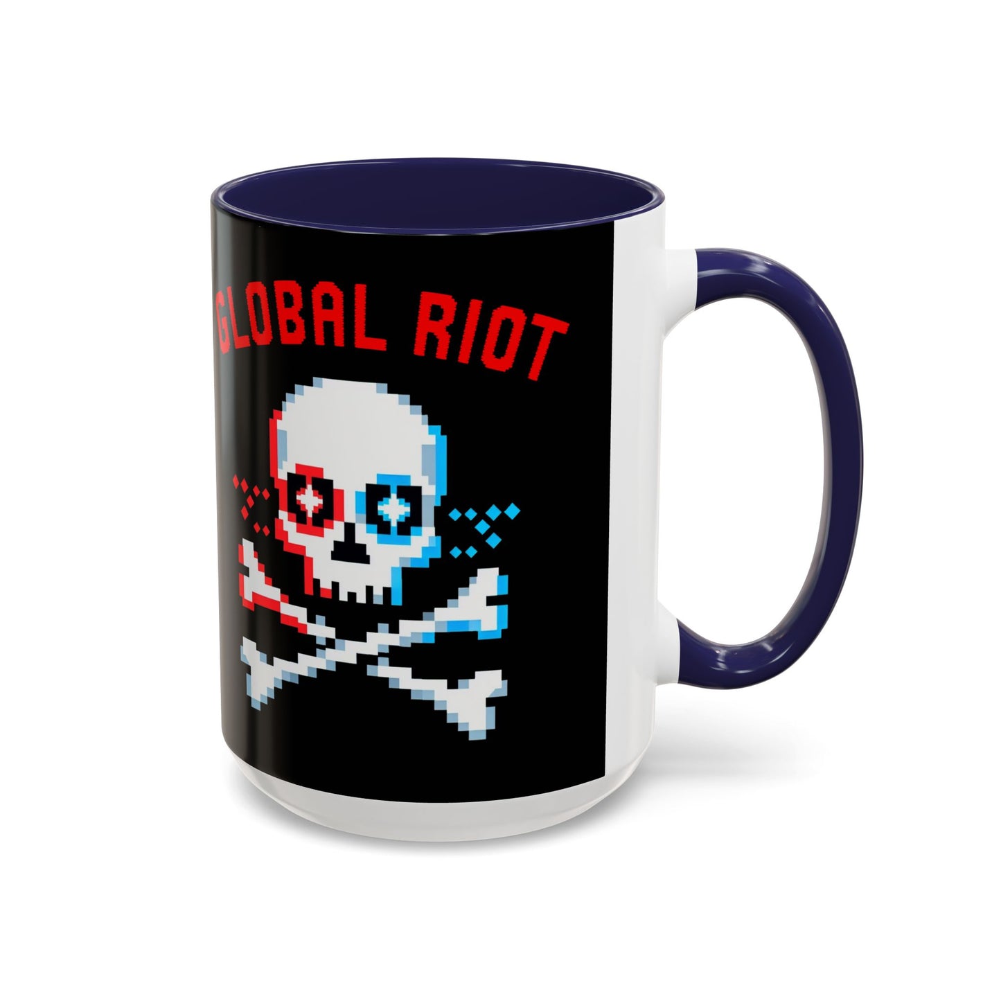 Taza de café con calavera pixelada de Global Riot (325 ml y 433 ml)