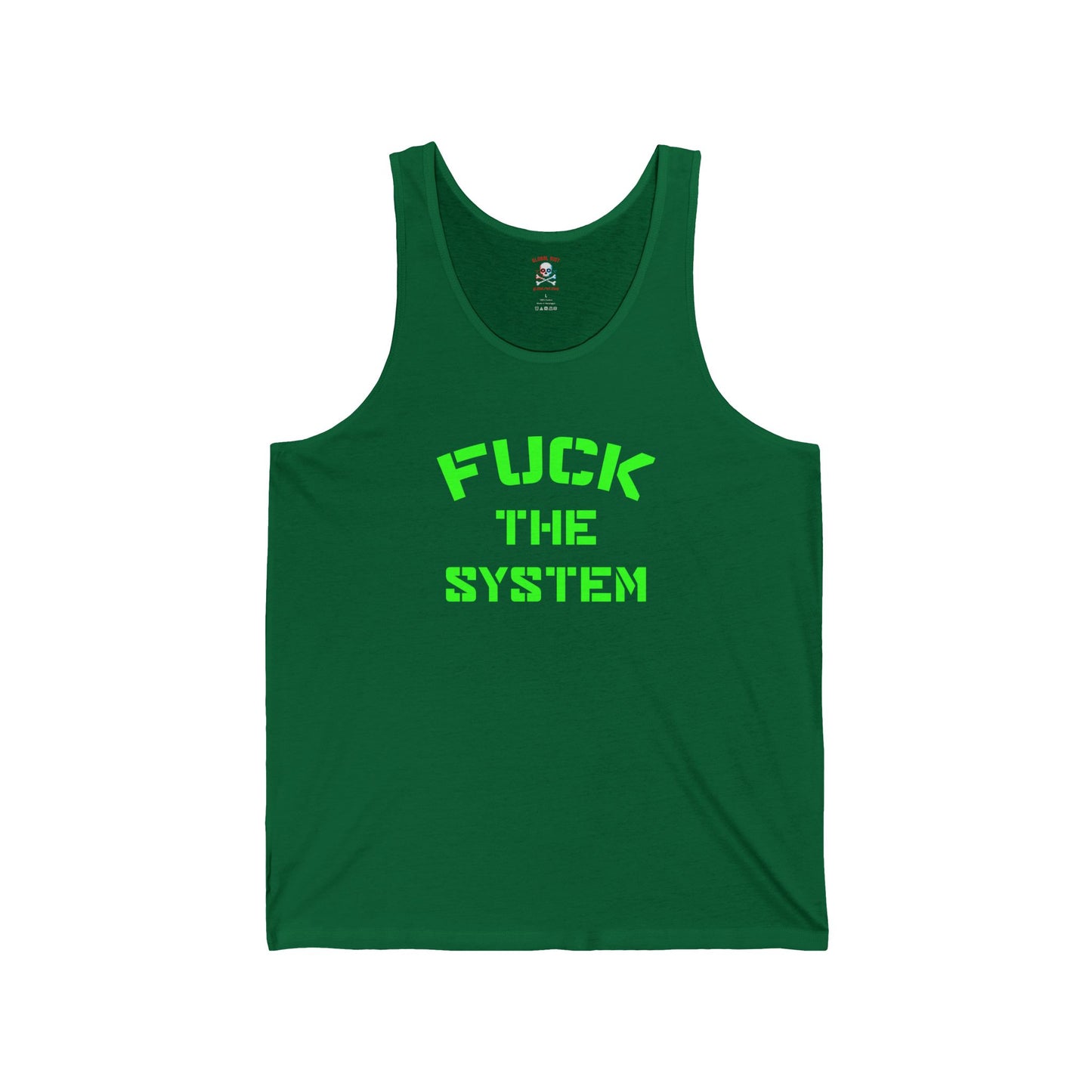 Camiseta unisex sin mangas "A la mierda con el sistema"