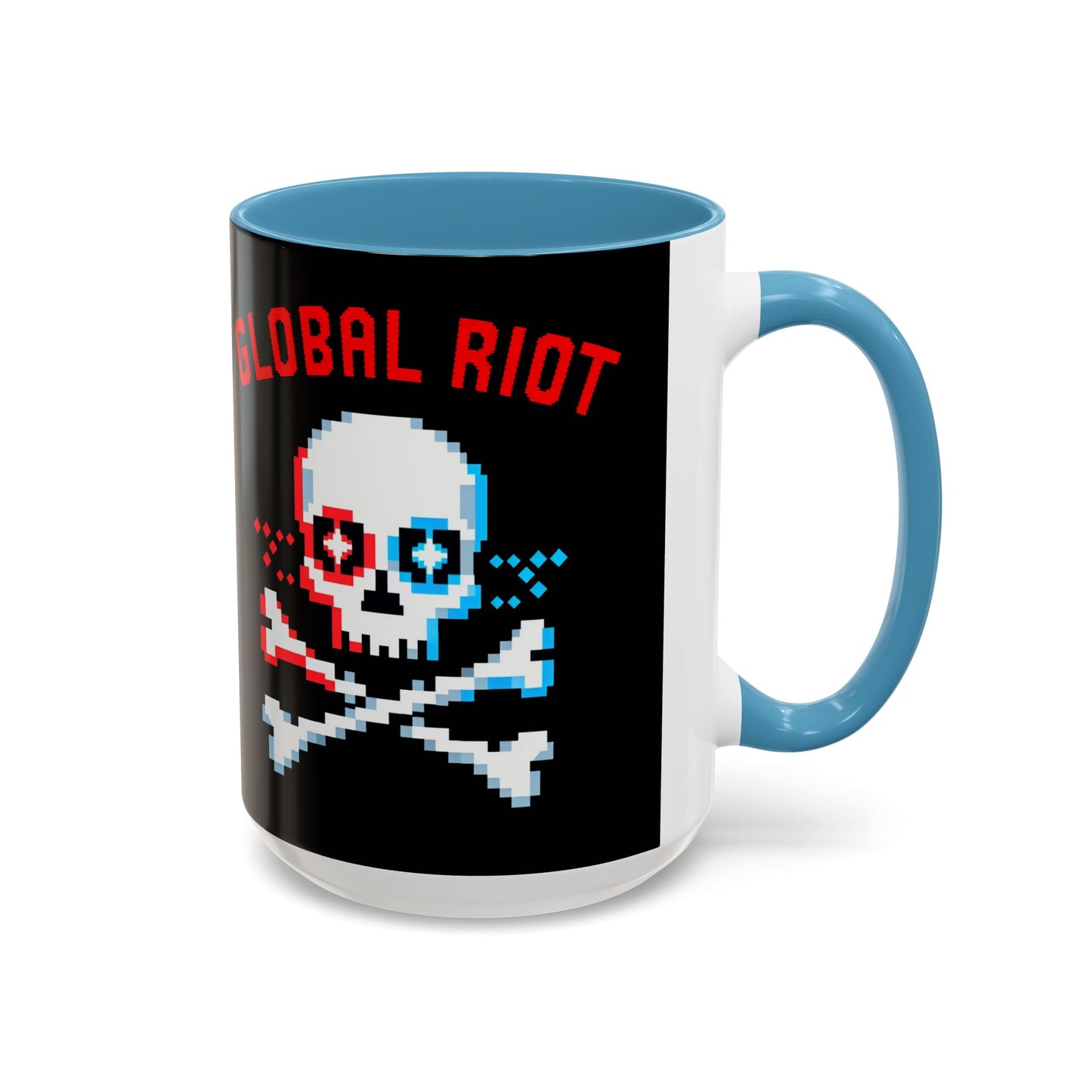 Taza de café con calavera pixelada de Global Riot (325 ml y 433 ml)