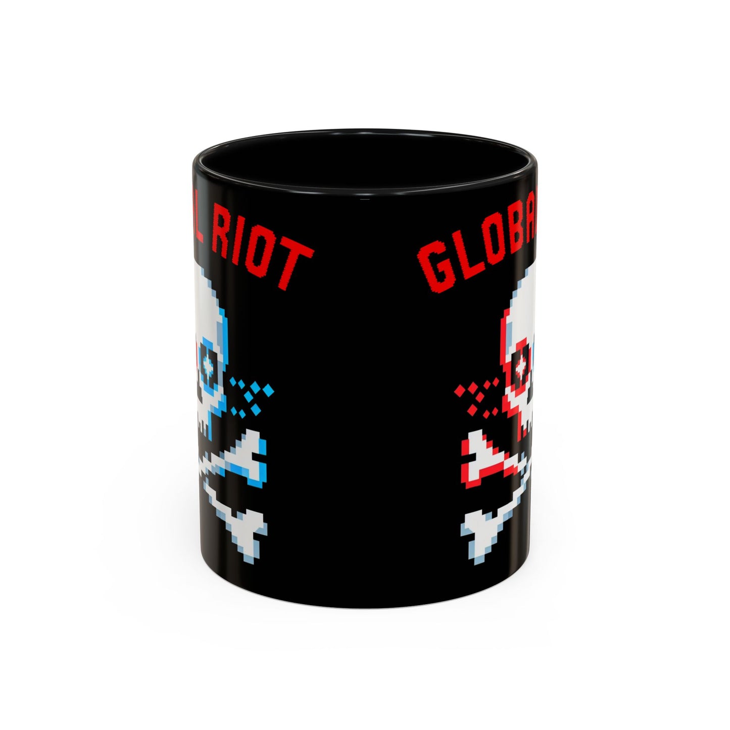 Taza de café con calavera pixelada de Global Riot (325 ml y 433 ml)