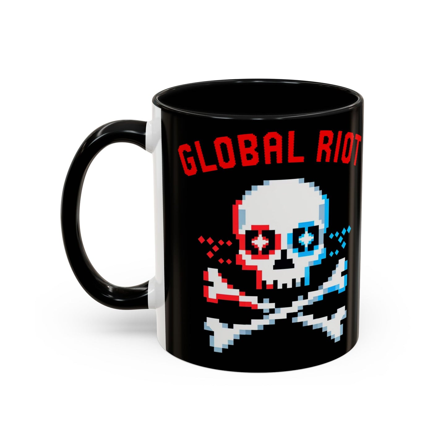 Taza de café con calavera pixelada de Global Riot (325 ml y 433 ml)