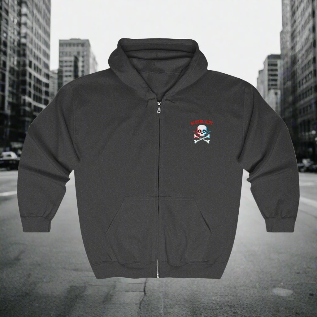 Sudadera con capucha y cremallera Pixel Skull de Global Riot