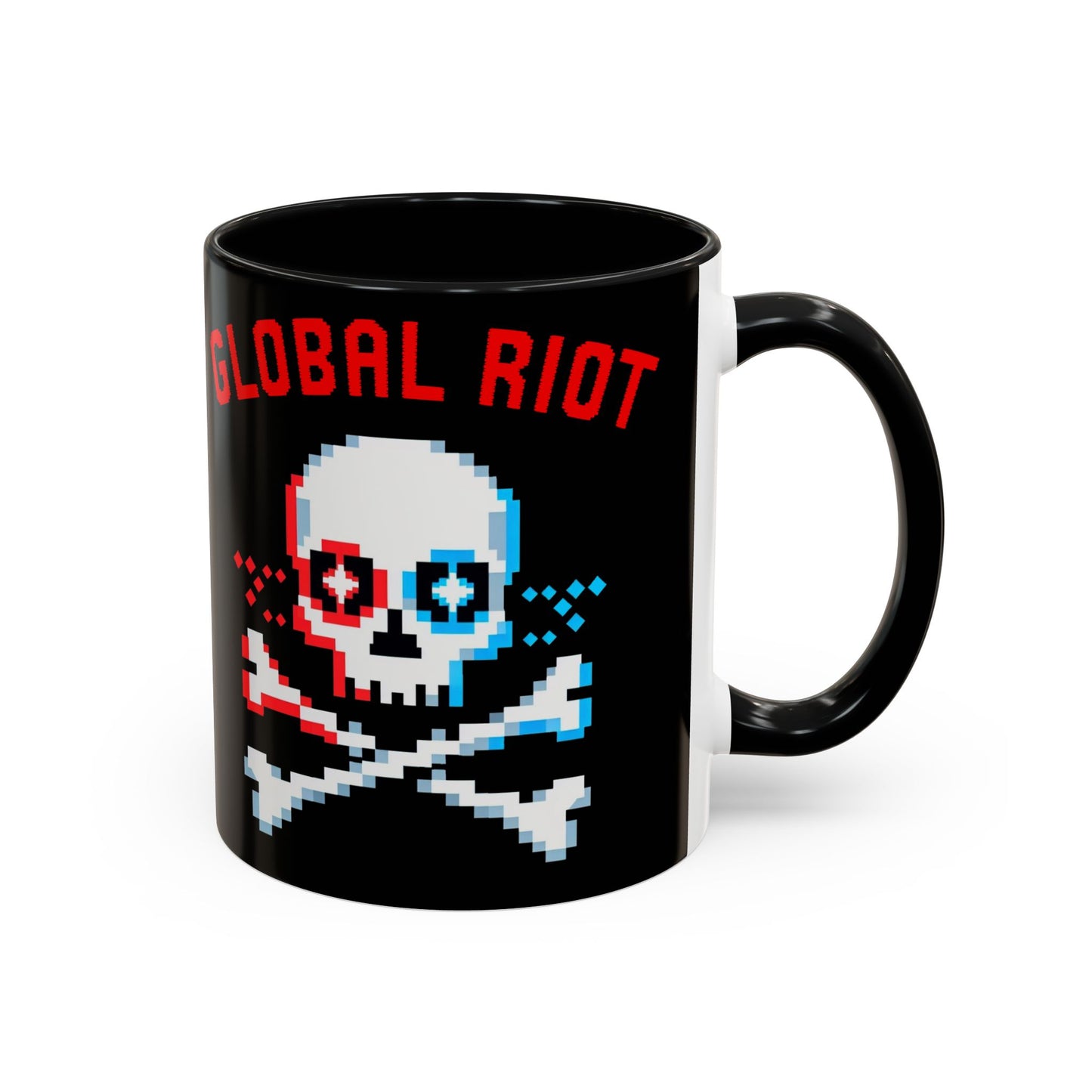 Taza de café con calavera pixelada de Global Riot (325 ml y 433 ml)
