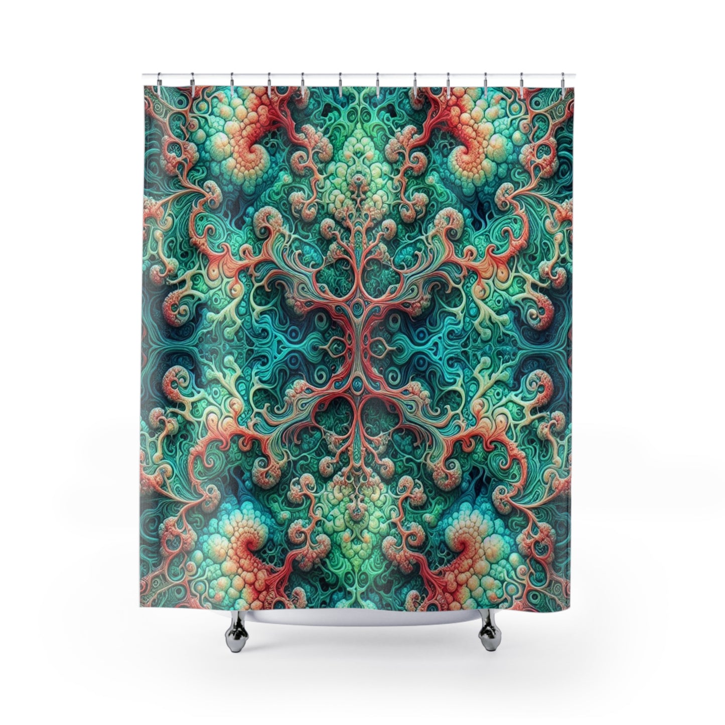 Cortina de ducha bohemia vibrante: diseño abstracto de remolinos para baños coloridos