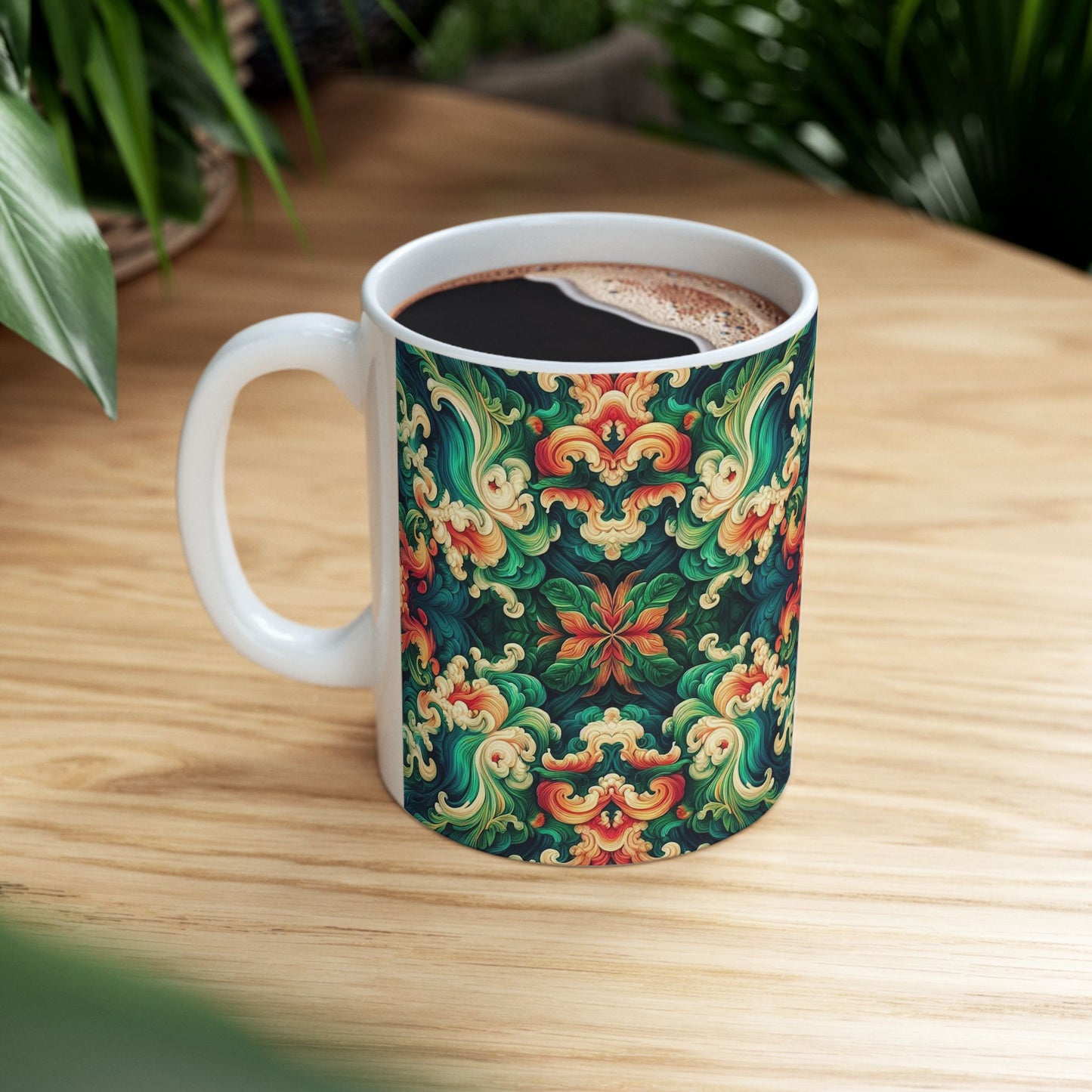 Taza de cerámica con diseño floral Aloha (11 oz y 15 oz)