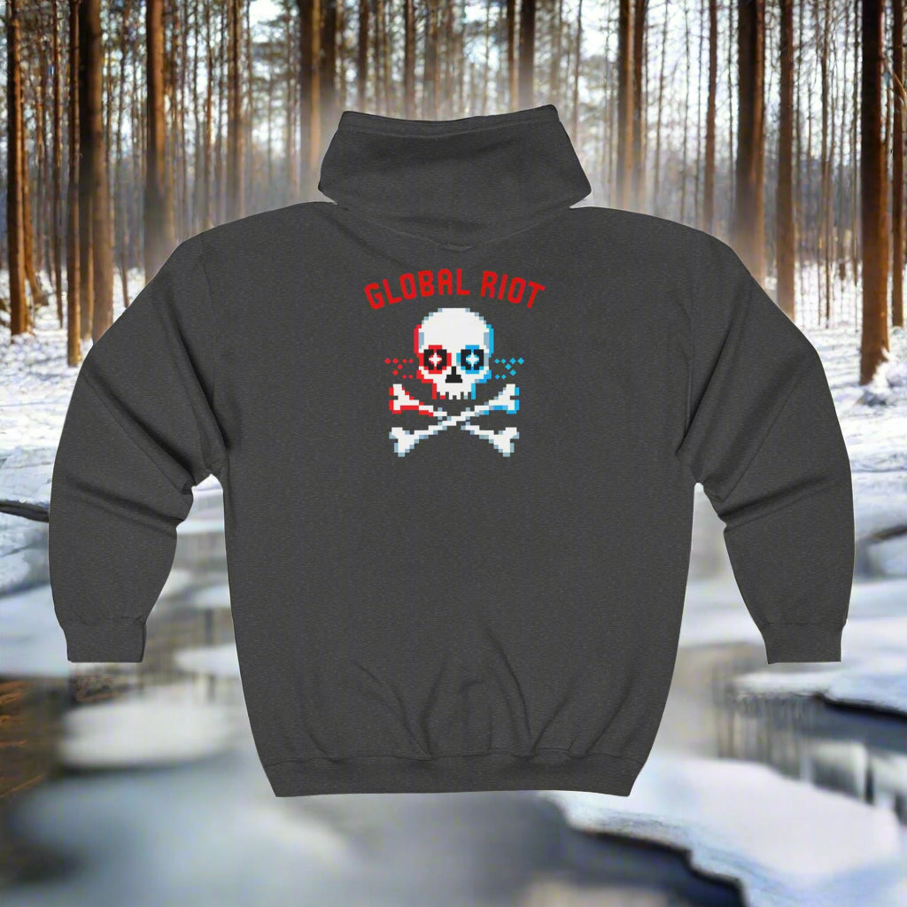 Sudadera con capucha y cremallera Pixel Skull de Global Riot