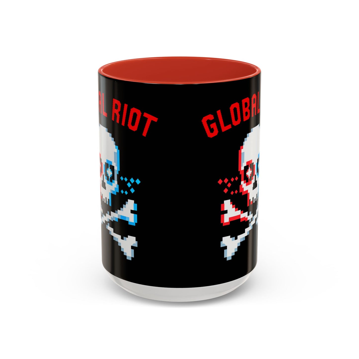 Taza de café con calavera pixelada de Global Riot (325 ml y 433 ml)