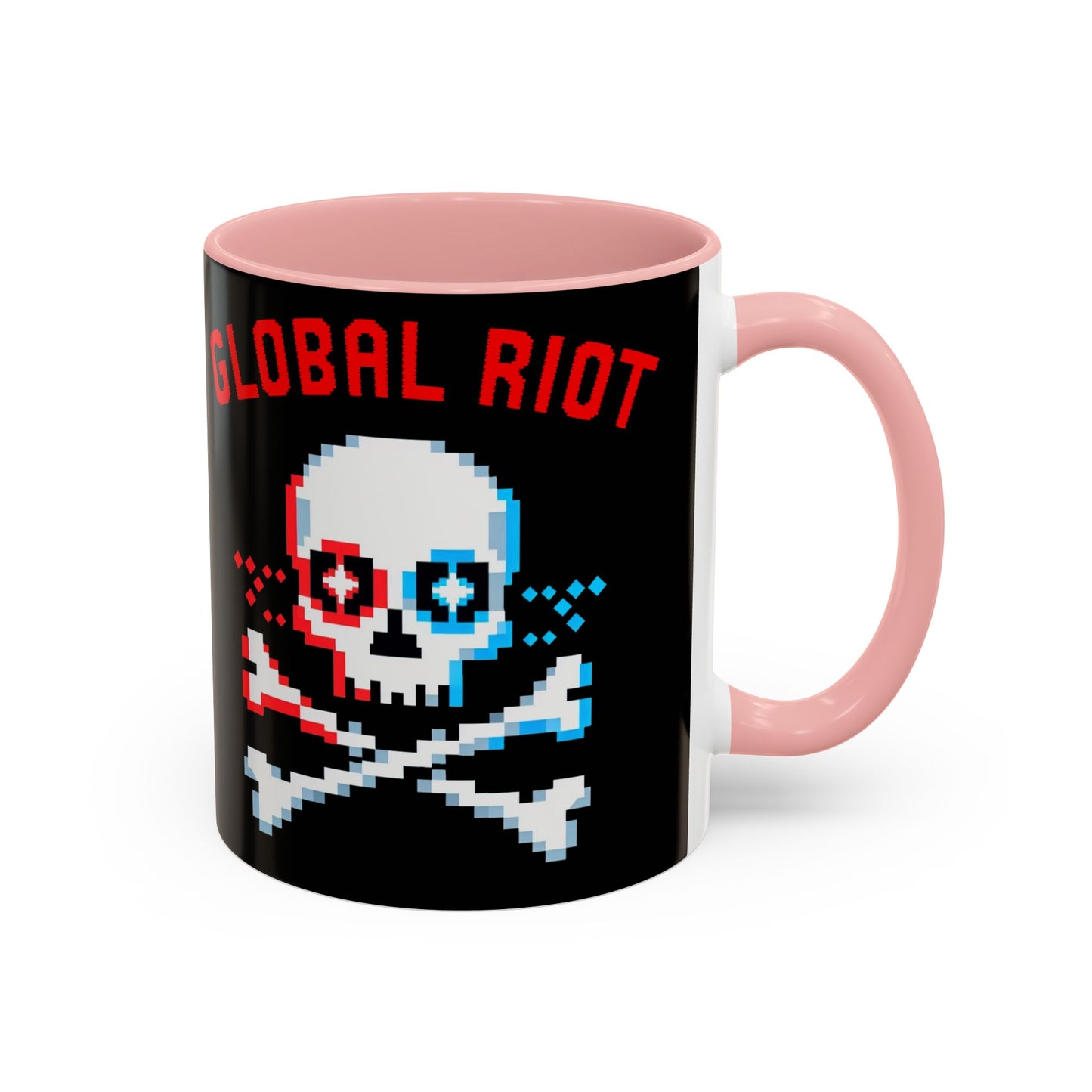 Taza de café con calavera pixelada de Global Riot (325 ml y 433 ml)