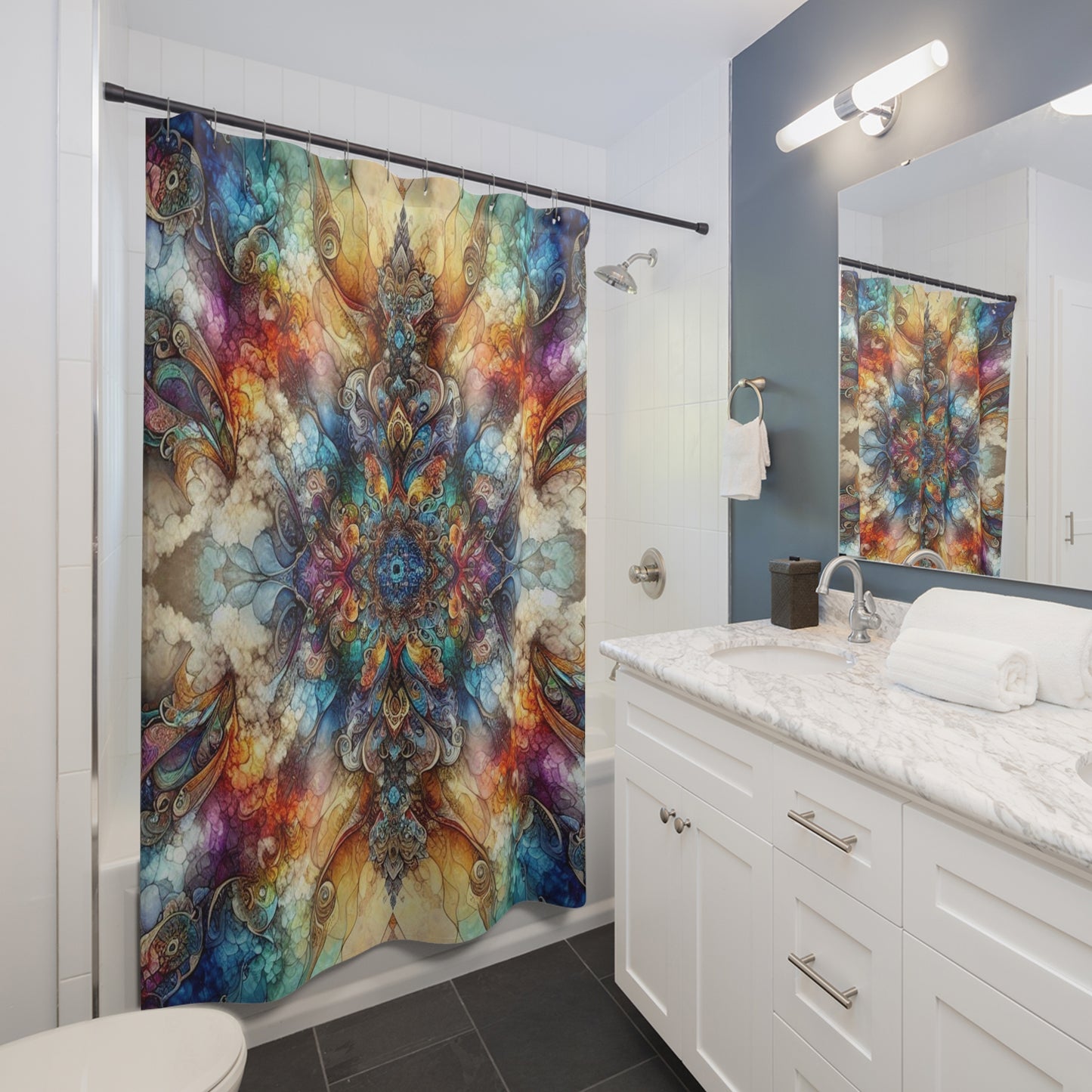 Vibrant Mandala Shower Curtain - Colorful Bathroom Decor