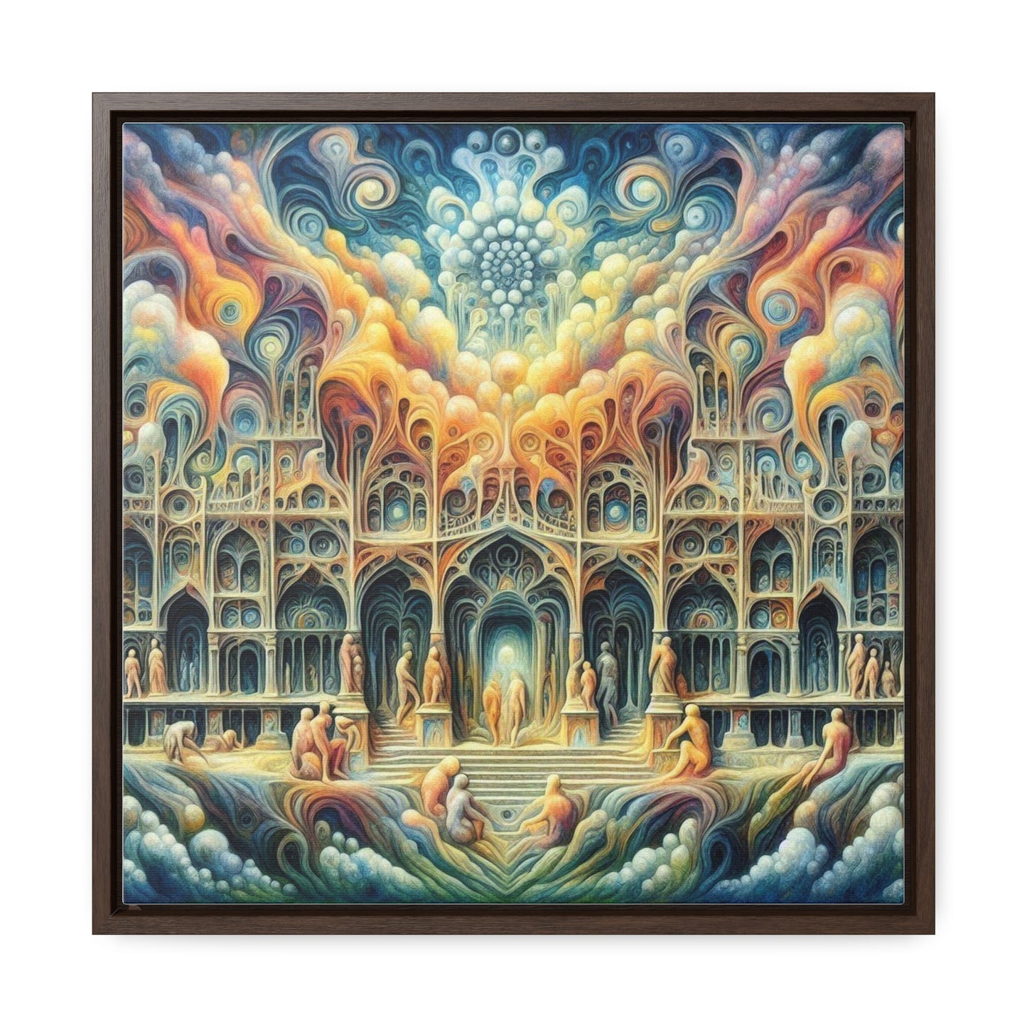 La caída de Babilonia, lienzos de galería, marco cuadrado