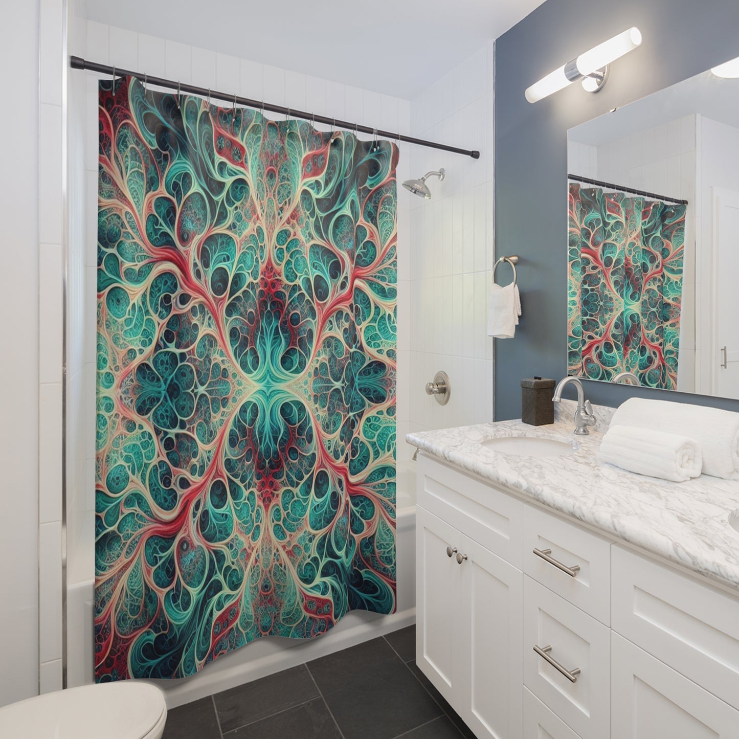Colorful Mandala-Style Shower Curtain for a Calm Bathroom Oasis
