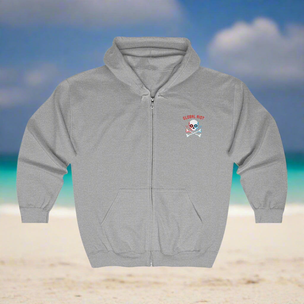 Sudadera con capucha y cremallera Pixel Skull de Global Riot