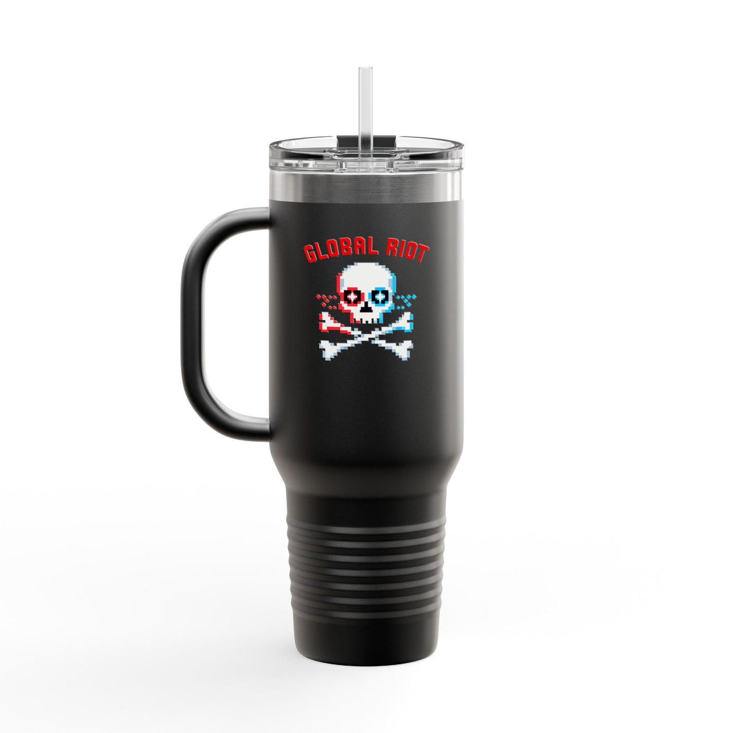 Taza de viaje térmica con calavera pixelada de Global Riot, 114 g