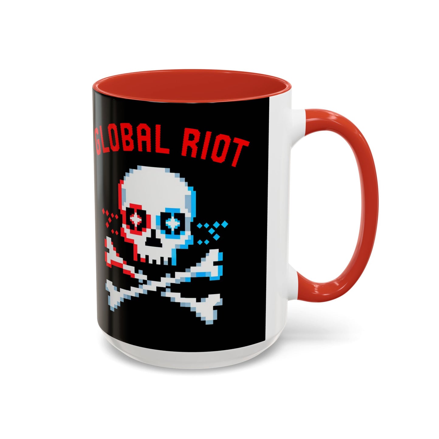 Taza de café con calavera pixelada de Global Riot (325 ml y 433 ml)