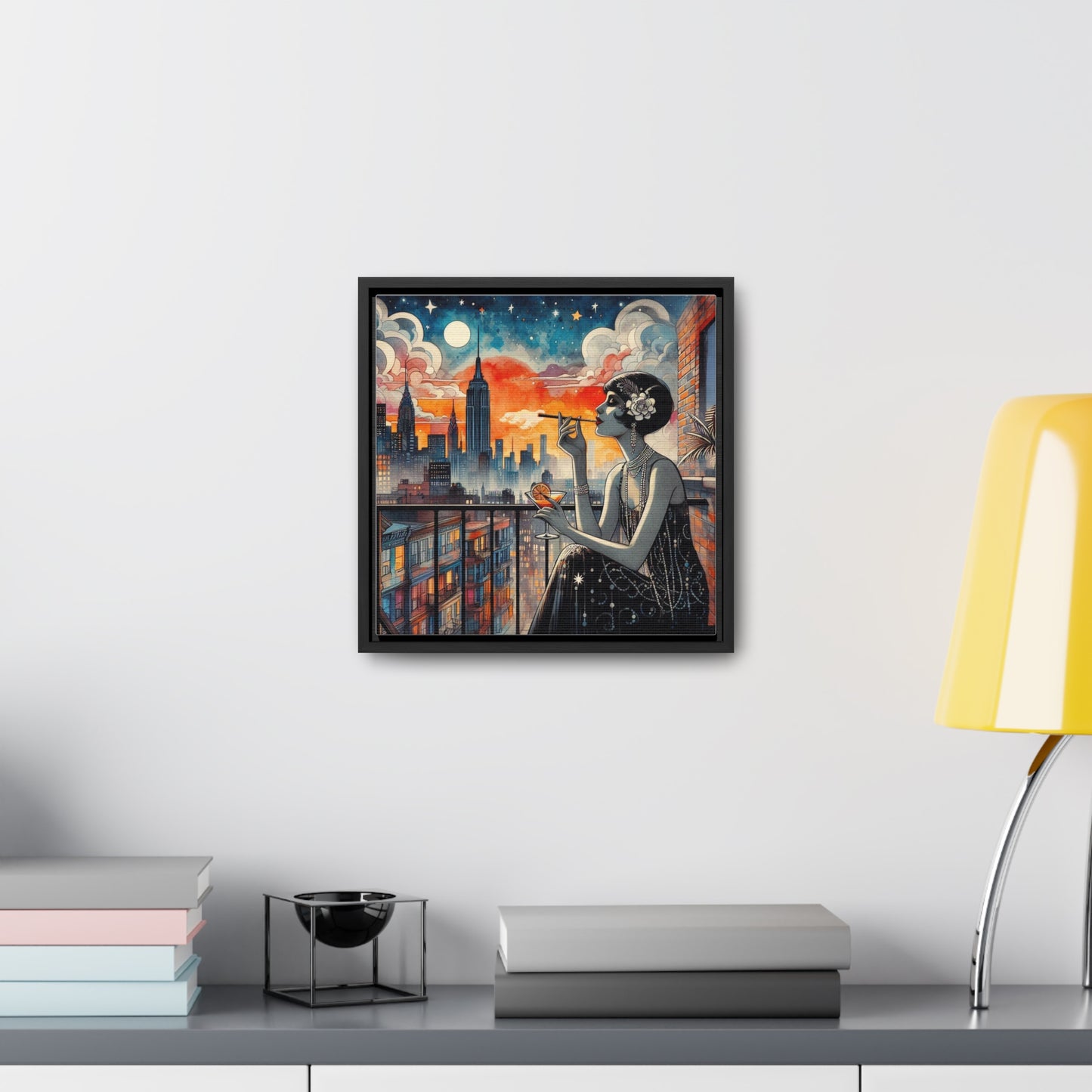 Escapismo contra incendios, lienzo de galería, enmarcado