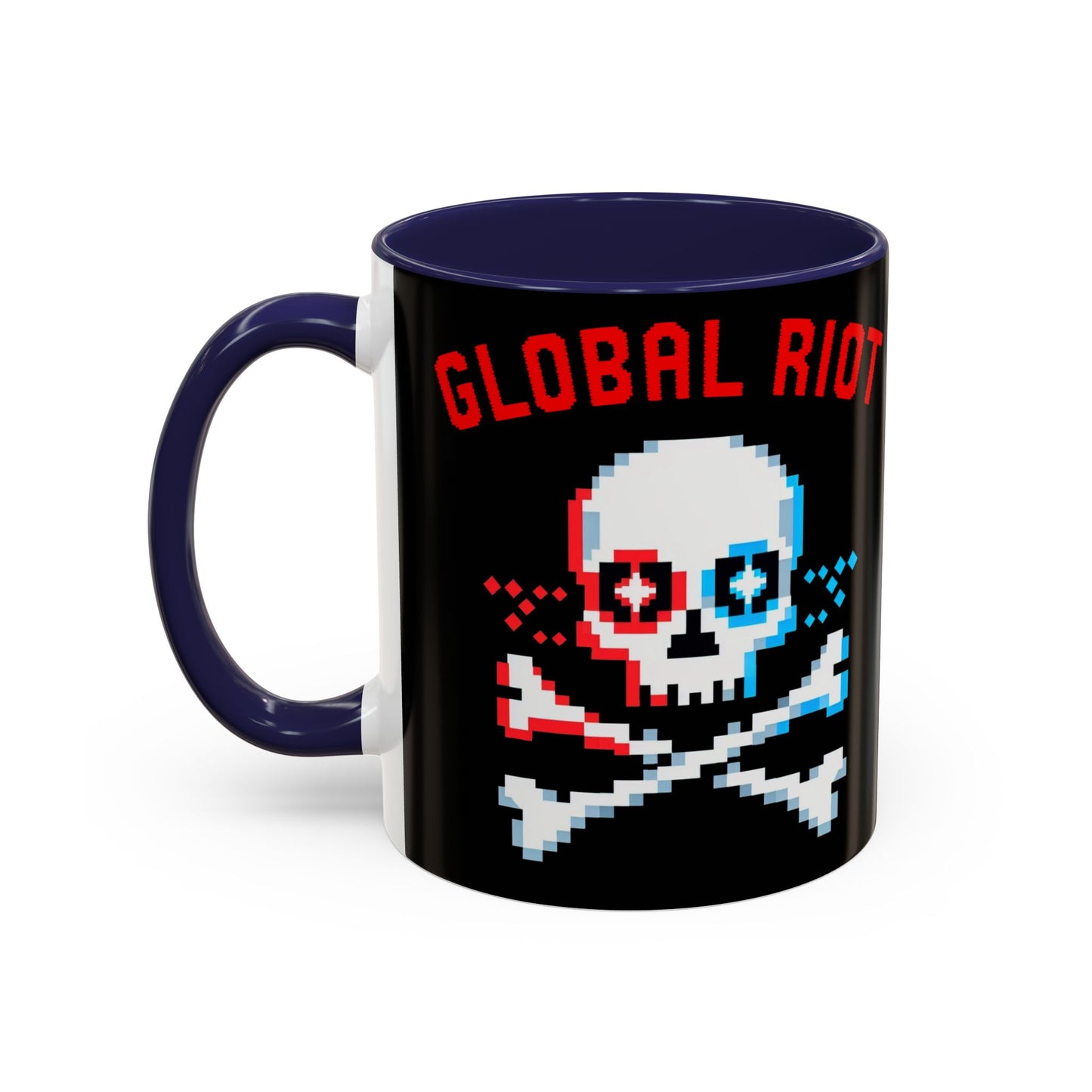 Taza de café con calavera pixelada de Global Riot (325 ml y 433 ml)