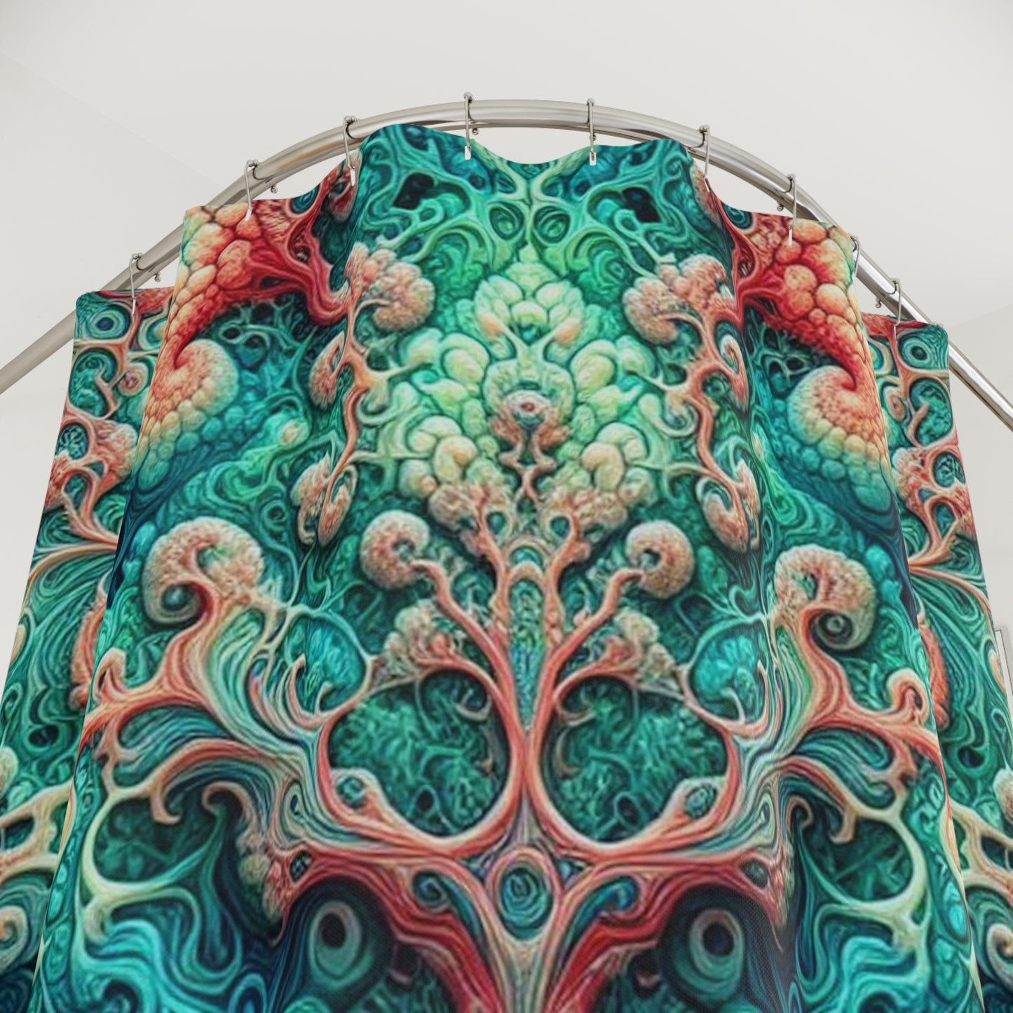 Cortina de ducha bohemia vibrante: diseño abstracto de remolinos para baños coloridos