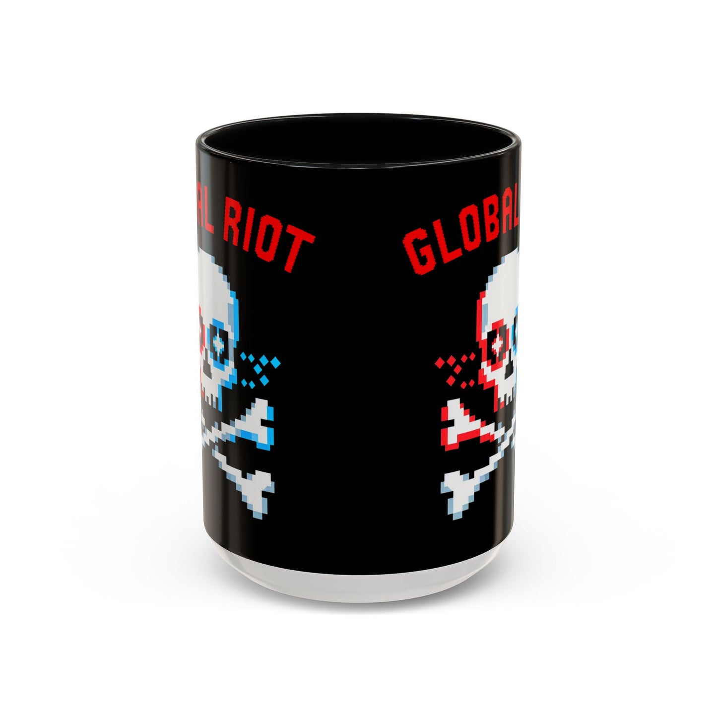 Taza de café con calavera pixelada de Global Riot (325 ml y 433 ml)