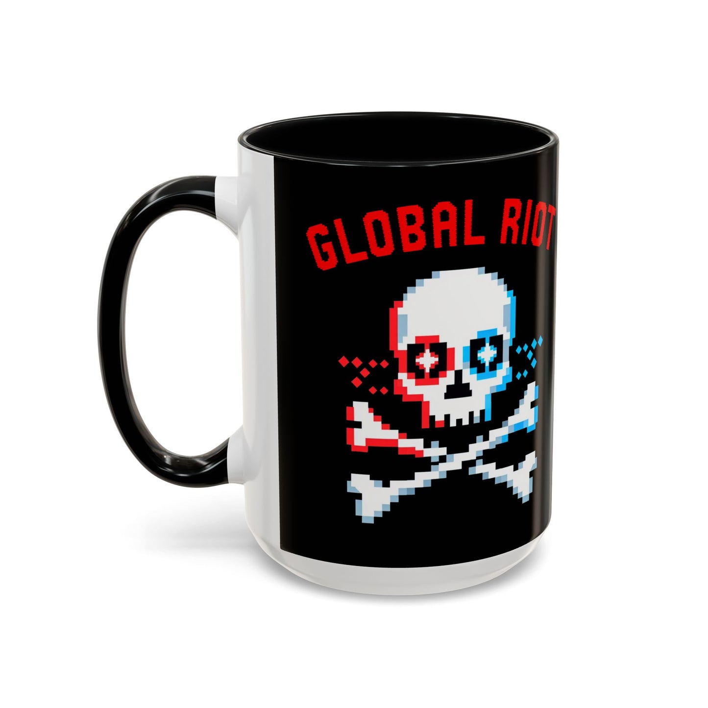 Taza de café con calavera pixelada de Global Riot (325 ml y 433 ml)