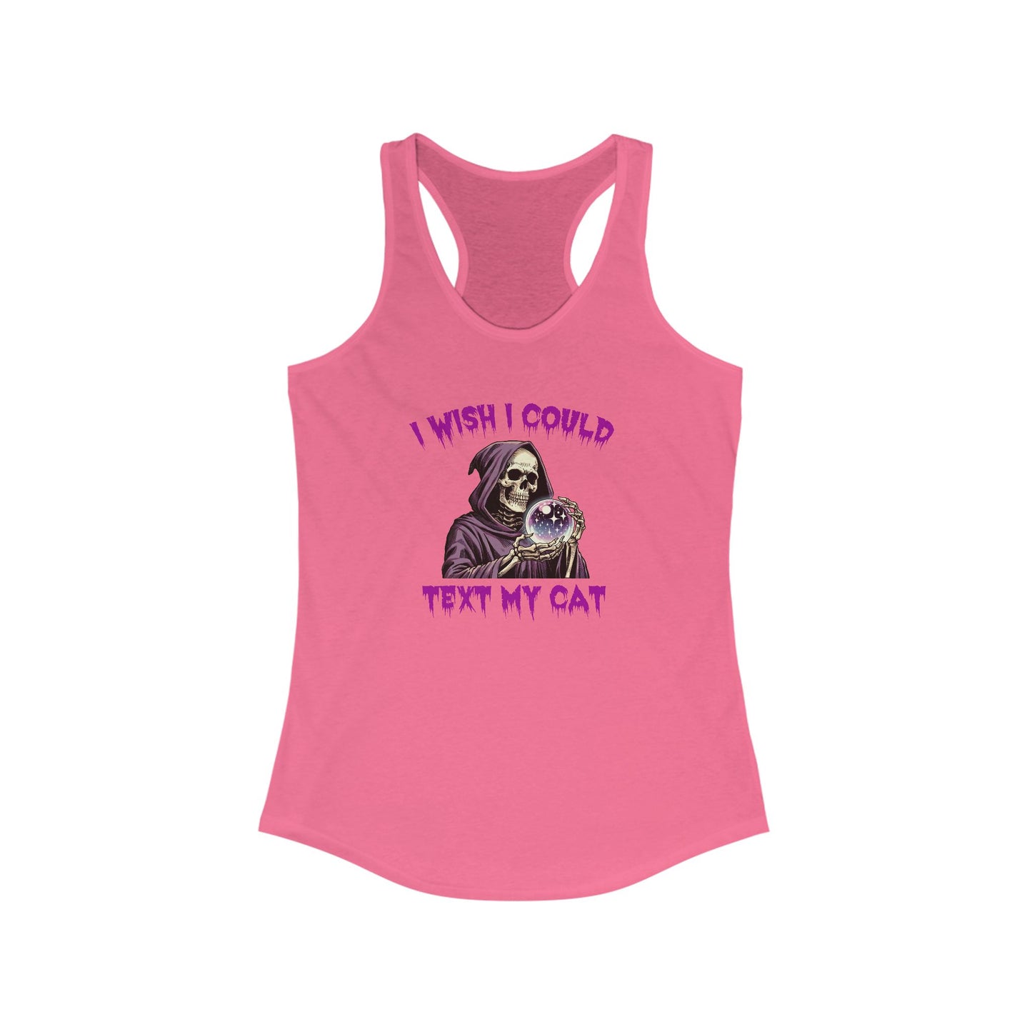 Ojalá pudiera enviarle un mensaje de texto a mi gato - Camiseta sin mangas con espalda cruzada para mujer