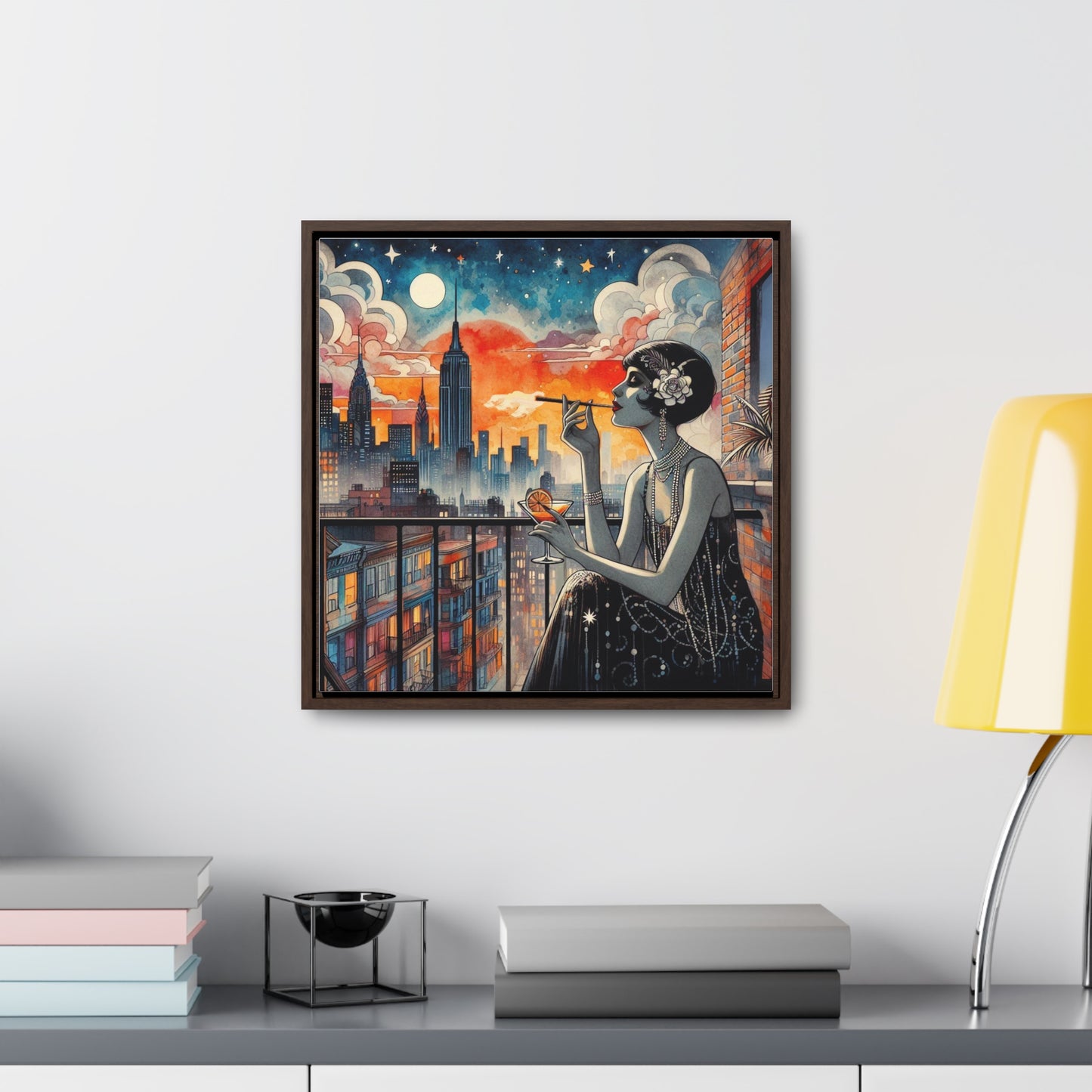 Escapismo contra incendios, lienzo de galería, enmarcado