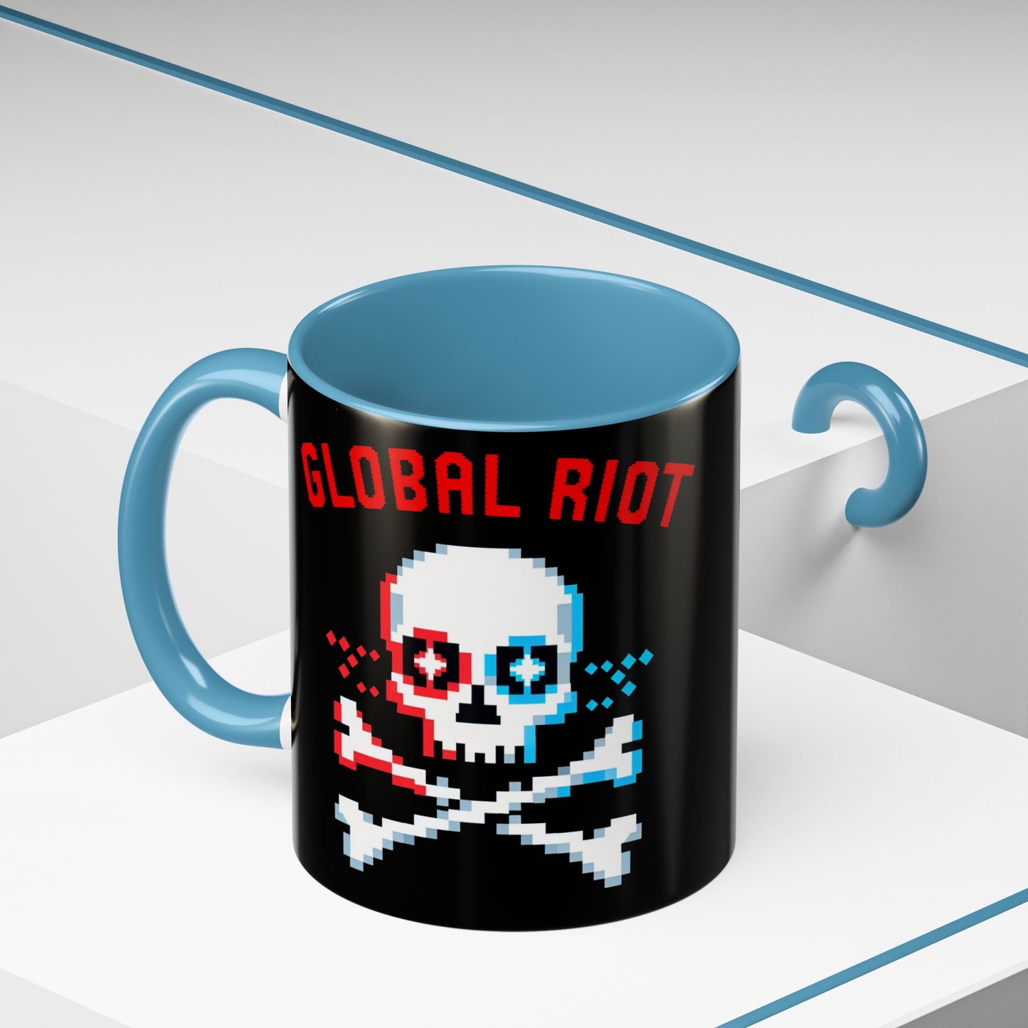 Taza de café con calavera pixelada de Global Riot (325 ml y 433 ml)