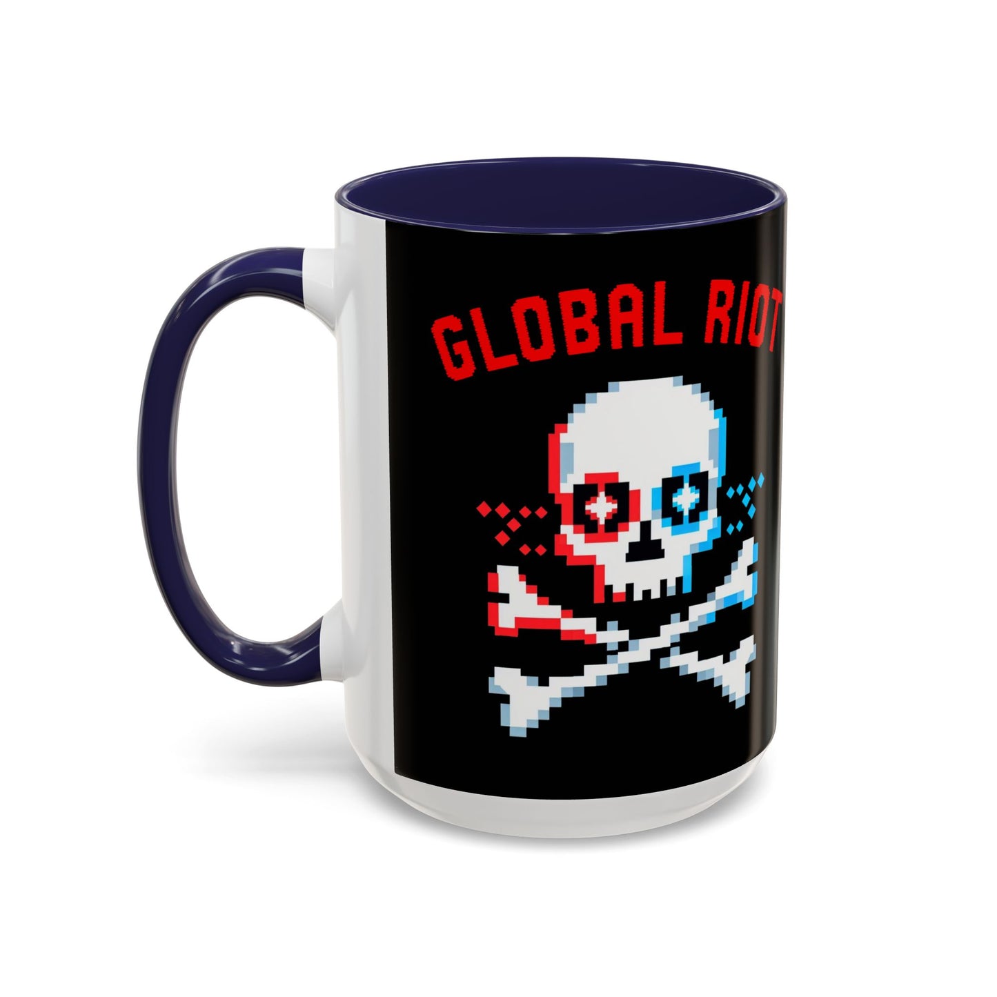 Taza de café con calavera pixelada de Global Riot (325 ml y 433 ml)