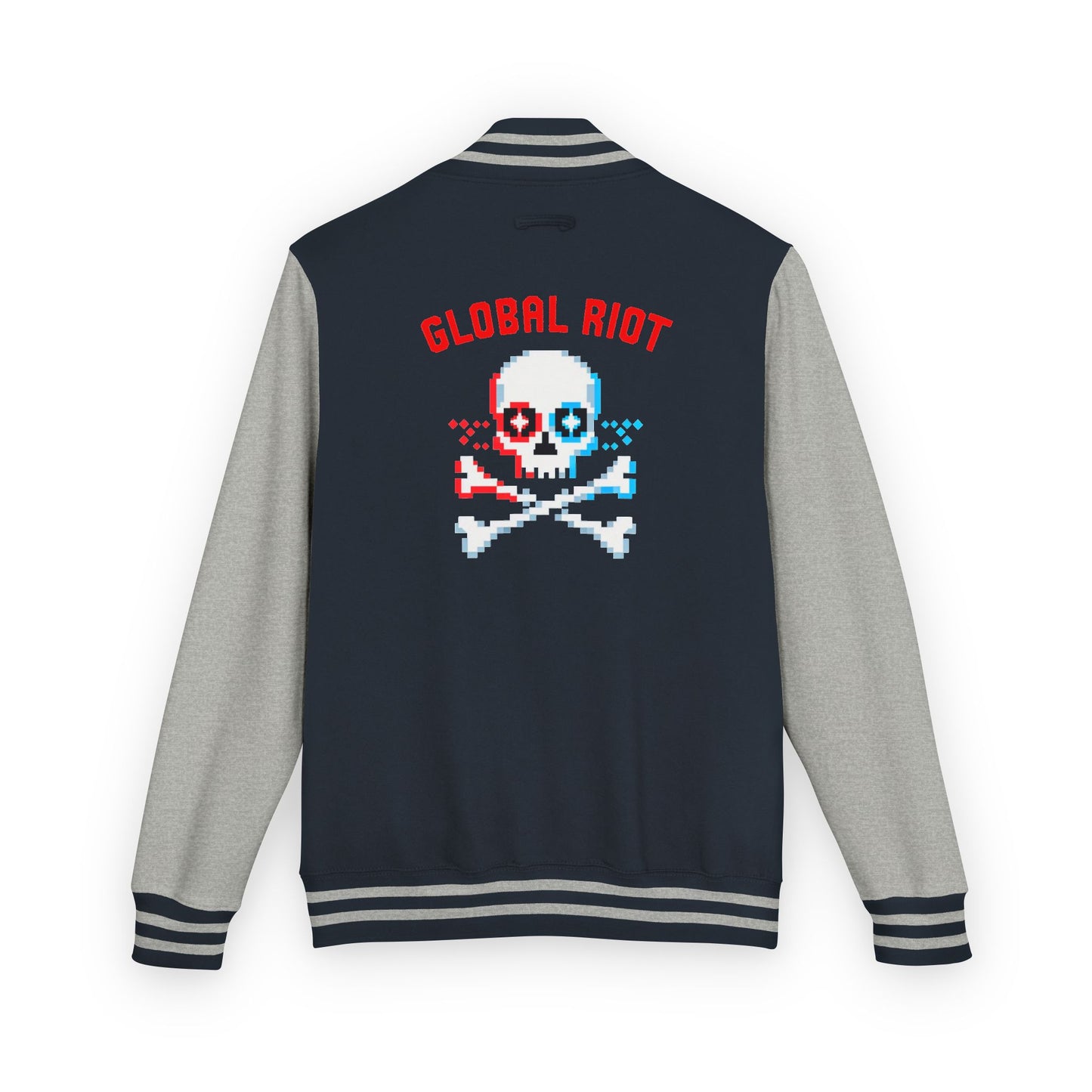 Chaqueta unisex de peso pesado con diseño de calavera pixelada de Global Riot