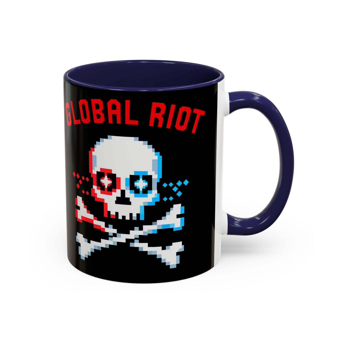 Taza de café con calavera pixelada de Global Riot (325 ml y 433 ml)