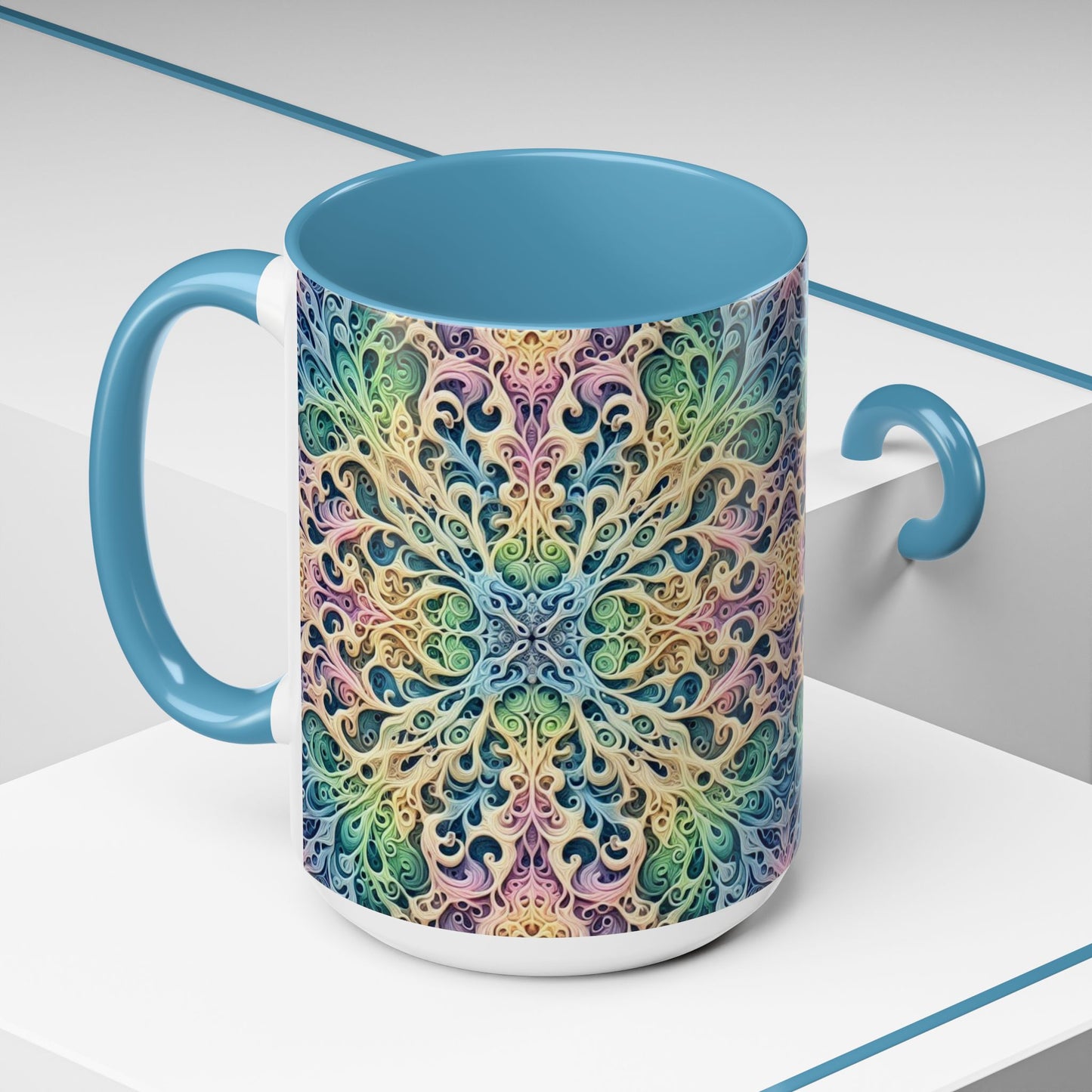 Taza de café con detalles de mandala colorido - 325 ml y 430 ml