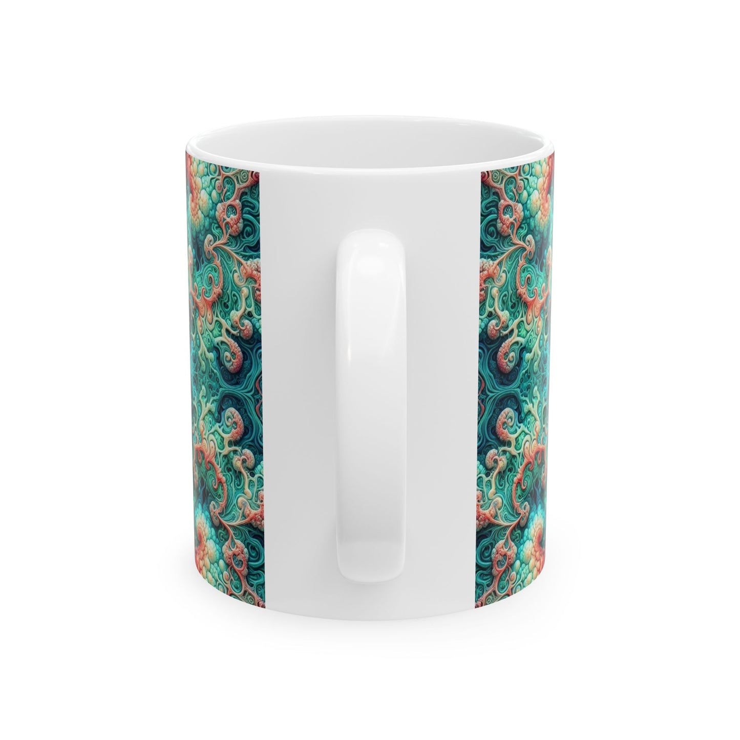 Taza de cerámica de damasco verde psicodélico (325 ml y 433 ml)