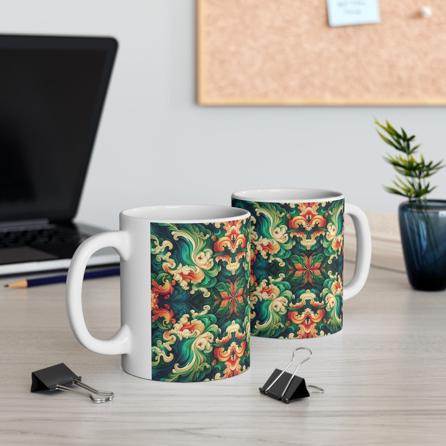 Taza de cerámica con diseño floral Aloha (11 oz y 15 oz)