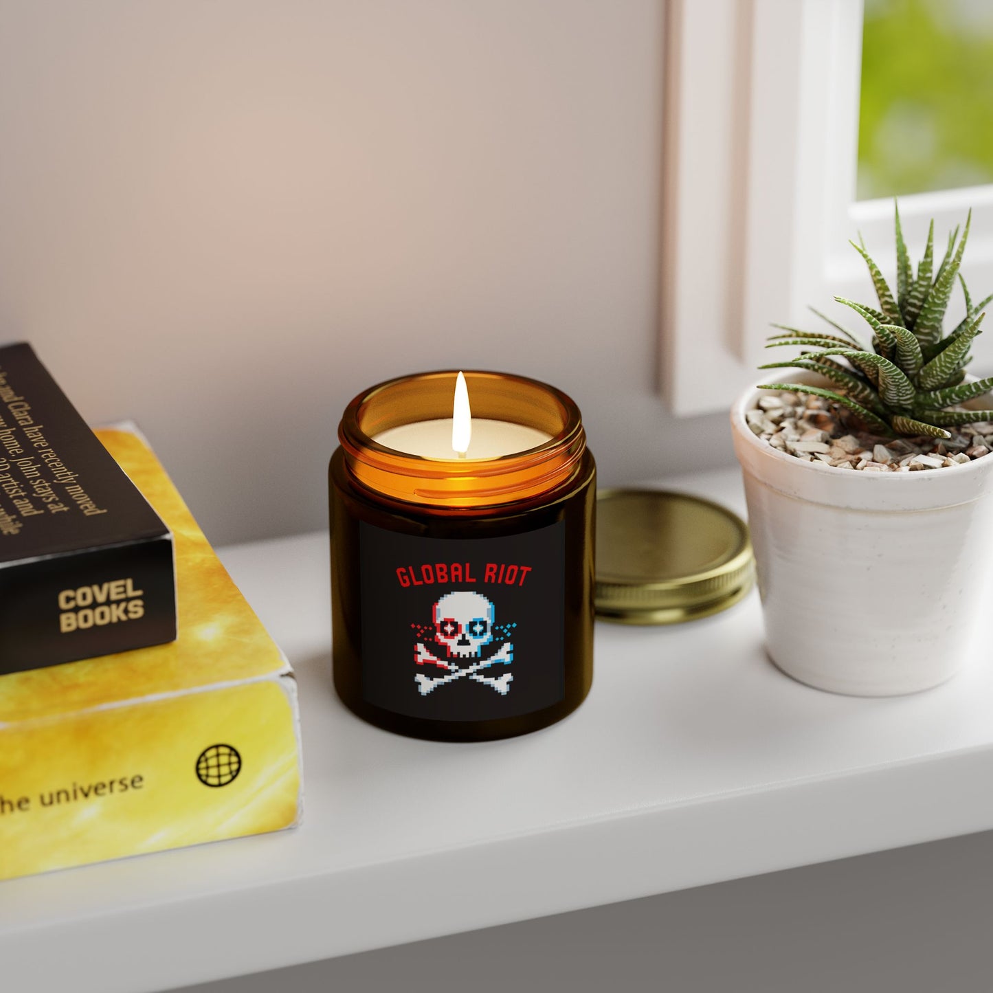 Velas perfumadas Global Riot - Cera de coco y albaricoque (113 g, 254 g) - Decoración única para celebraciones y relajación