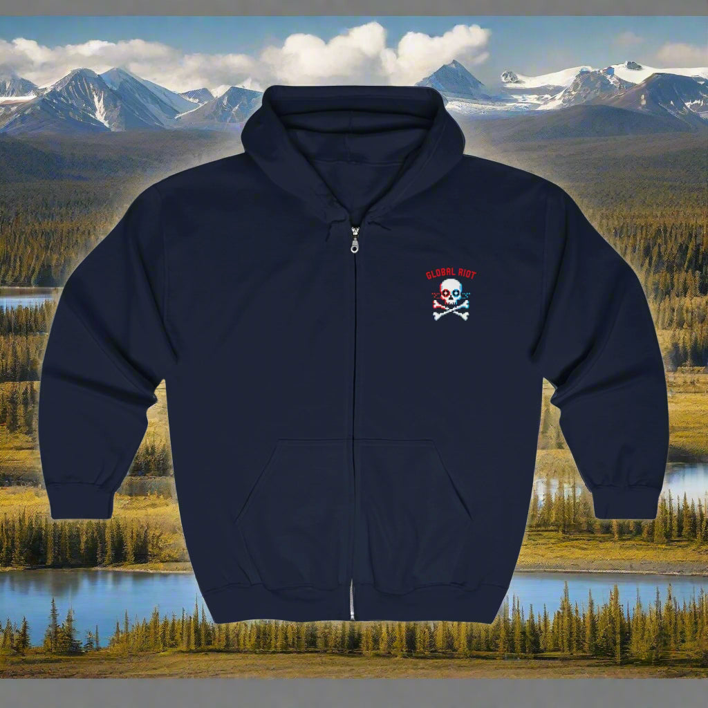 Sudadera con capucha y cremallera Pixel Skull de Global Riot