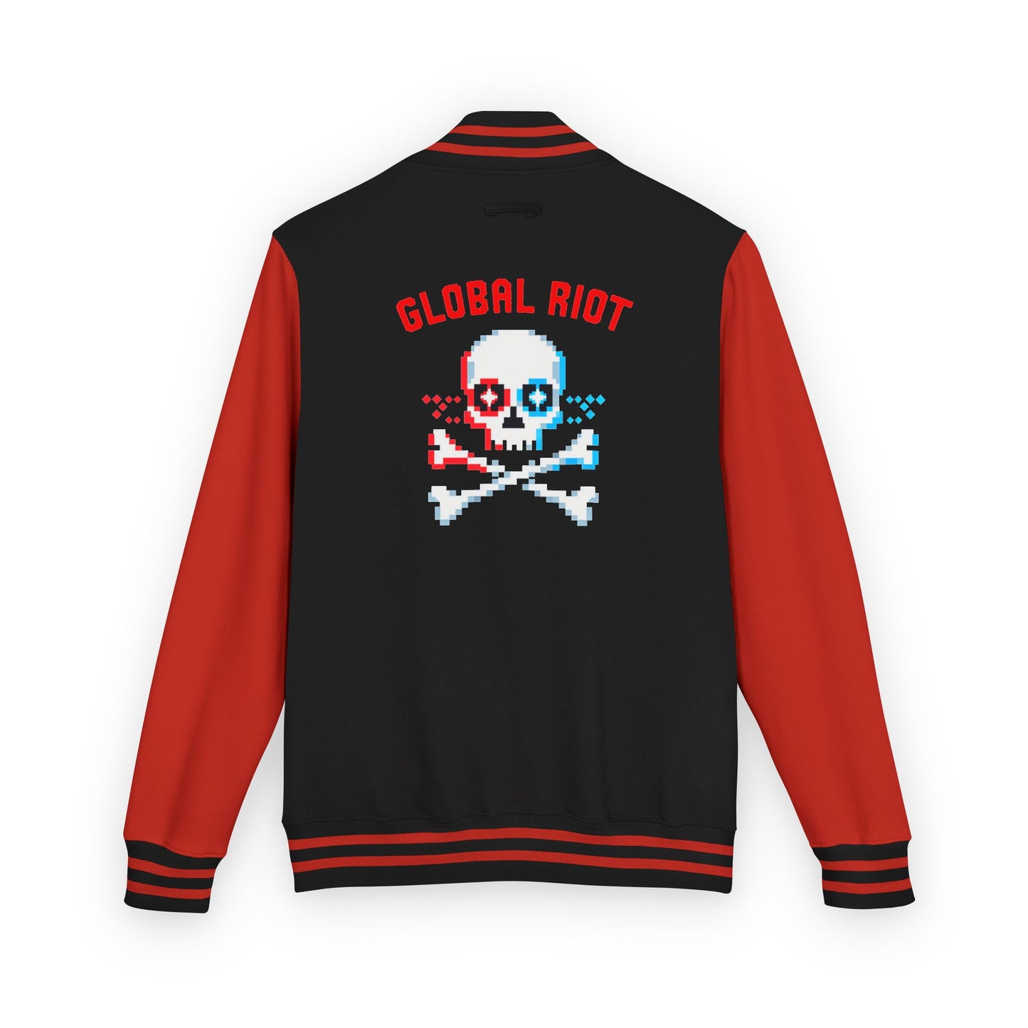 Chaqueta unisex de peso pesado con diseño de calavera pixelada de Global Riot