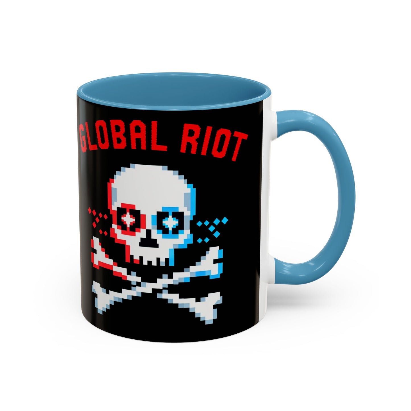 Taza de café con calavera pixelada de Global Riot (325 ml y 433 ml)