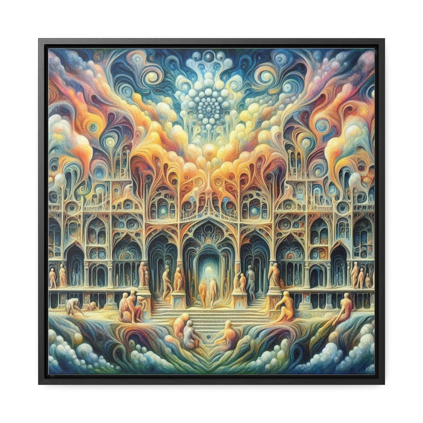 La caída de Babilonia, lienzos de galería, marco cuadrado