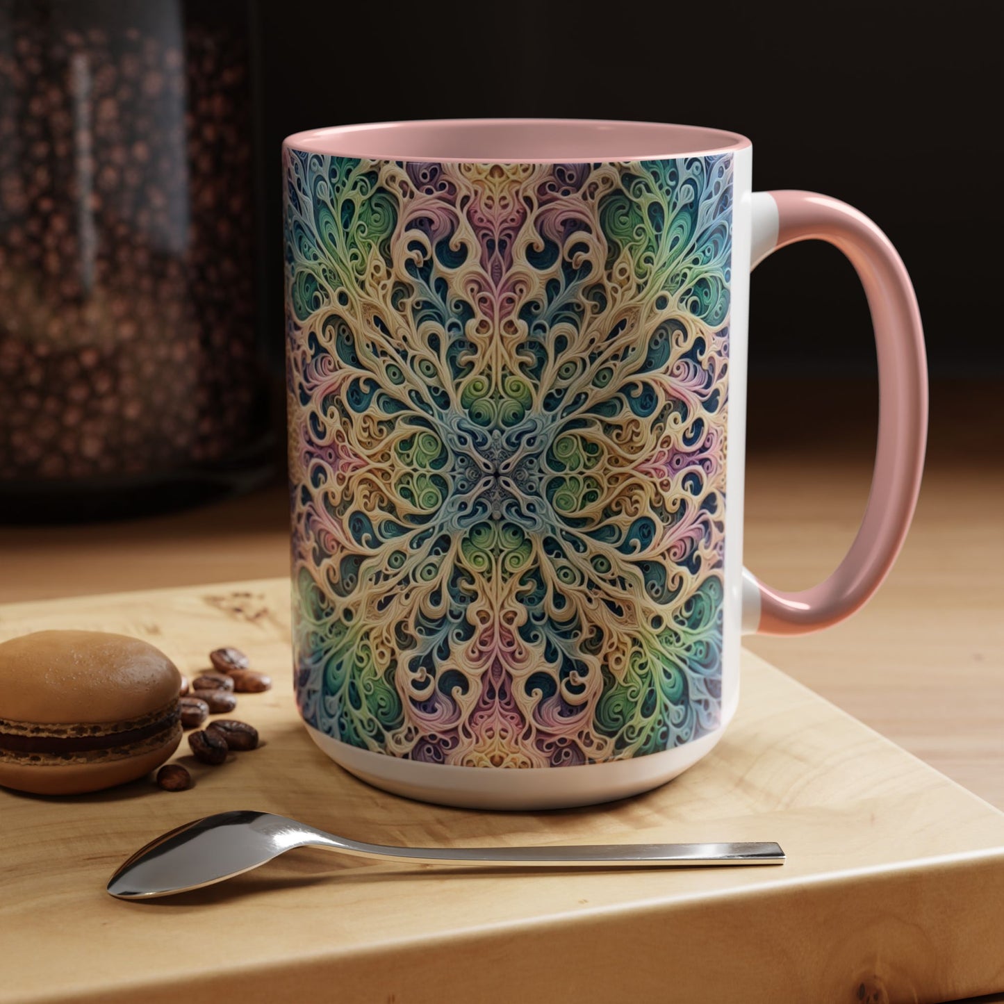 Taza de café con detalles de mandala colorido - 325 ml y 430 ml